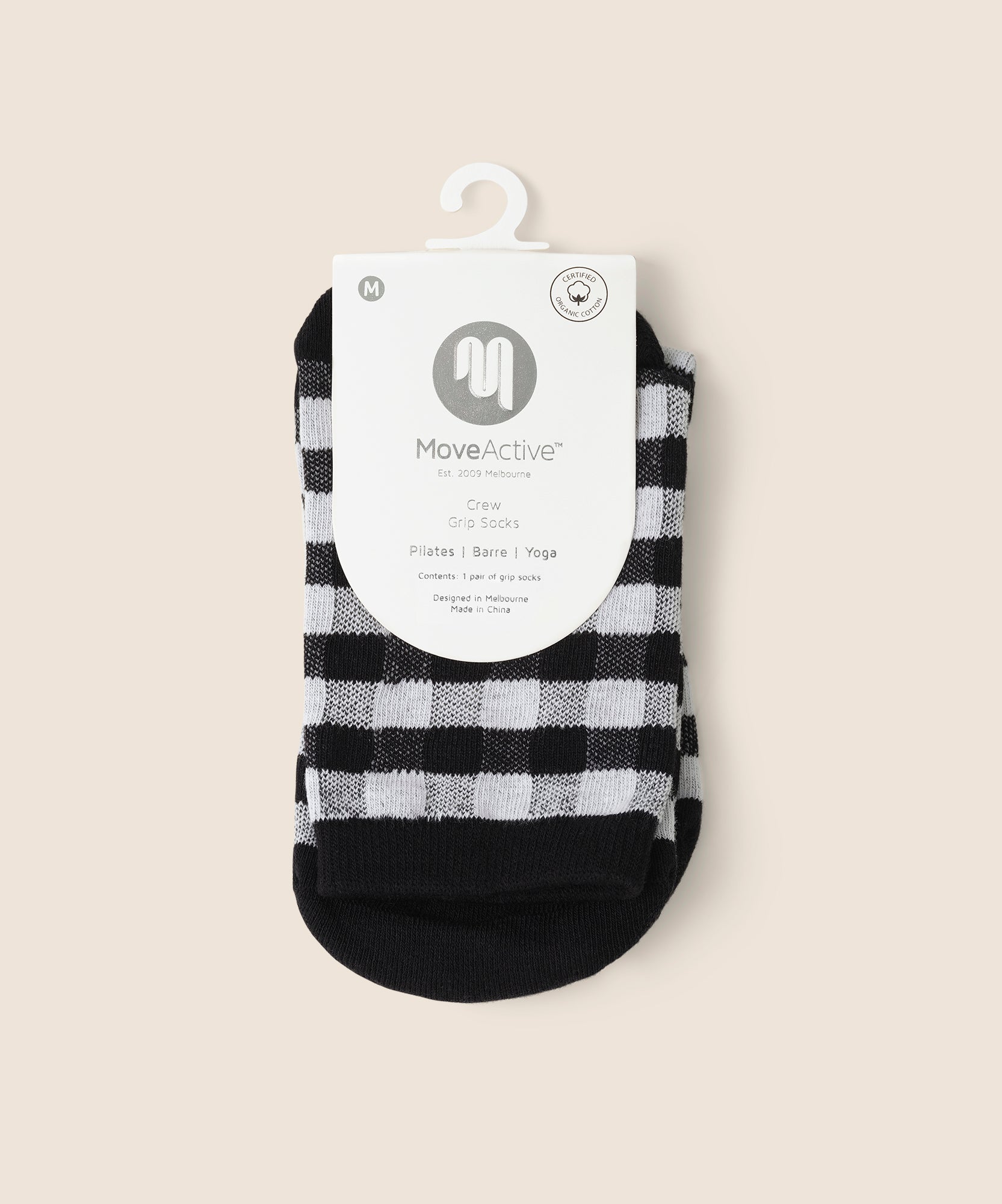 Crew Non Slip Grip Socks - Monochrome Gingham