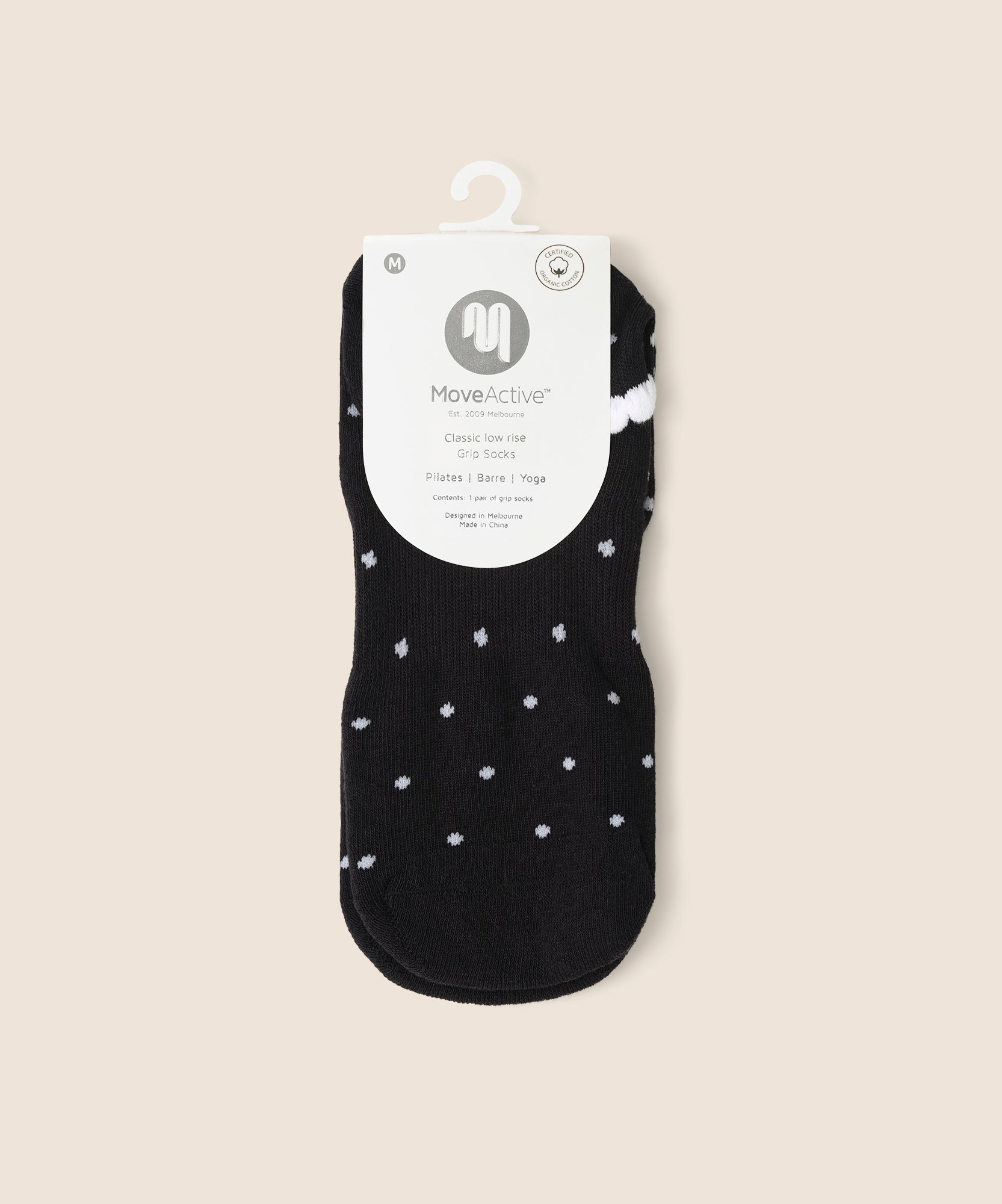 Classic Low Rise Grip Socks - Black Polka Ruffle
