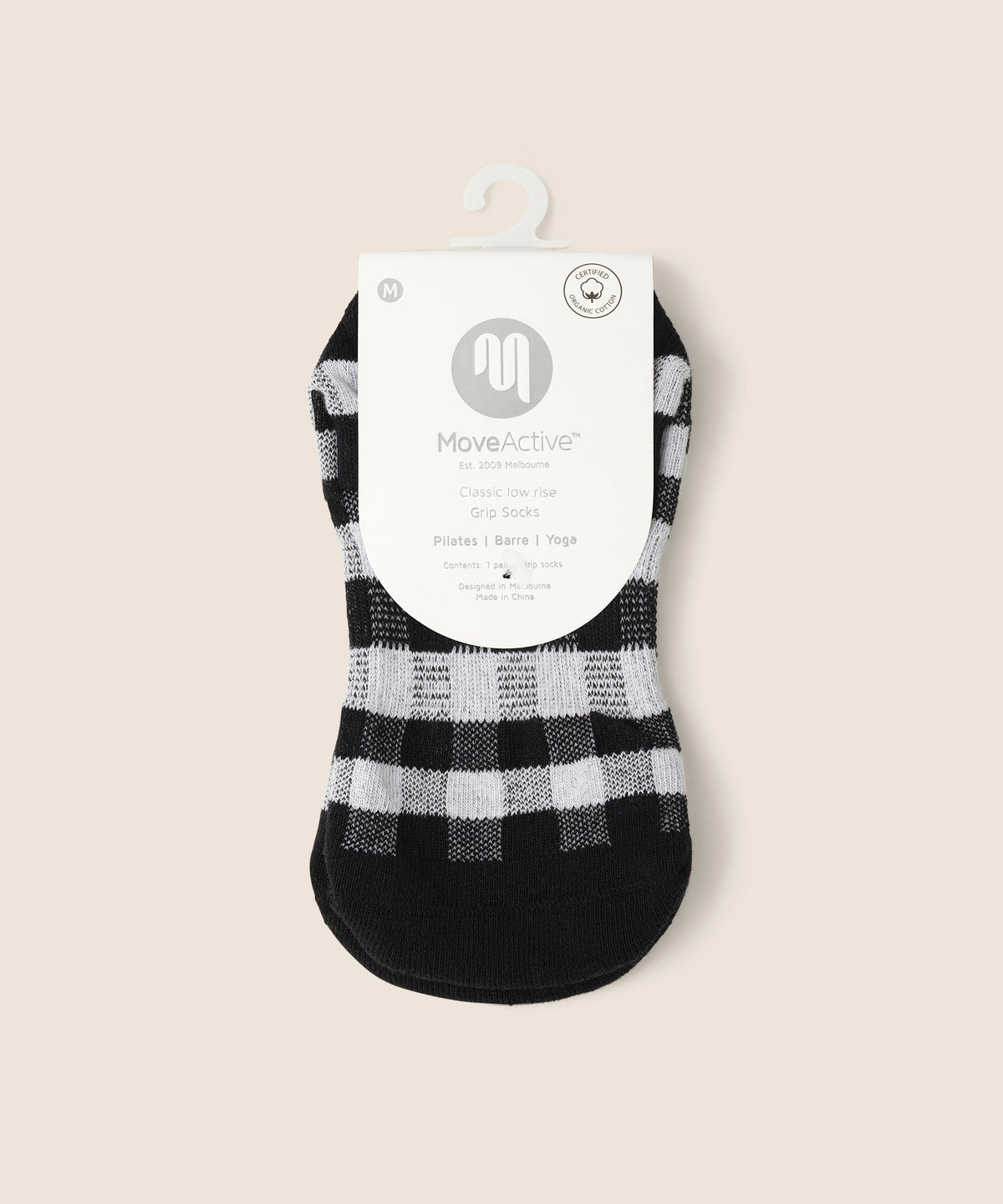 Low Rise Grip Socks - Monochrome Gingham