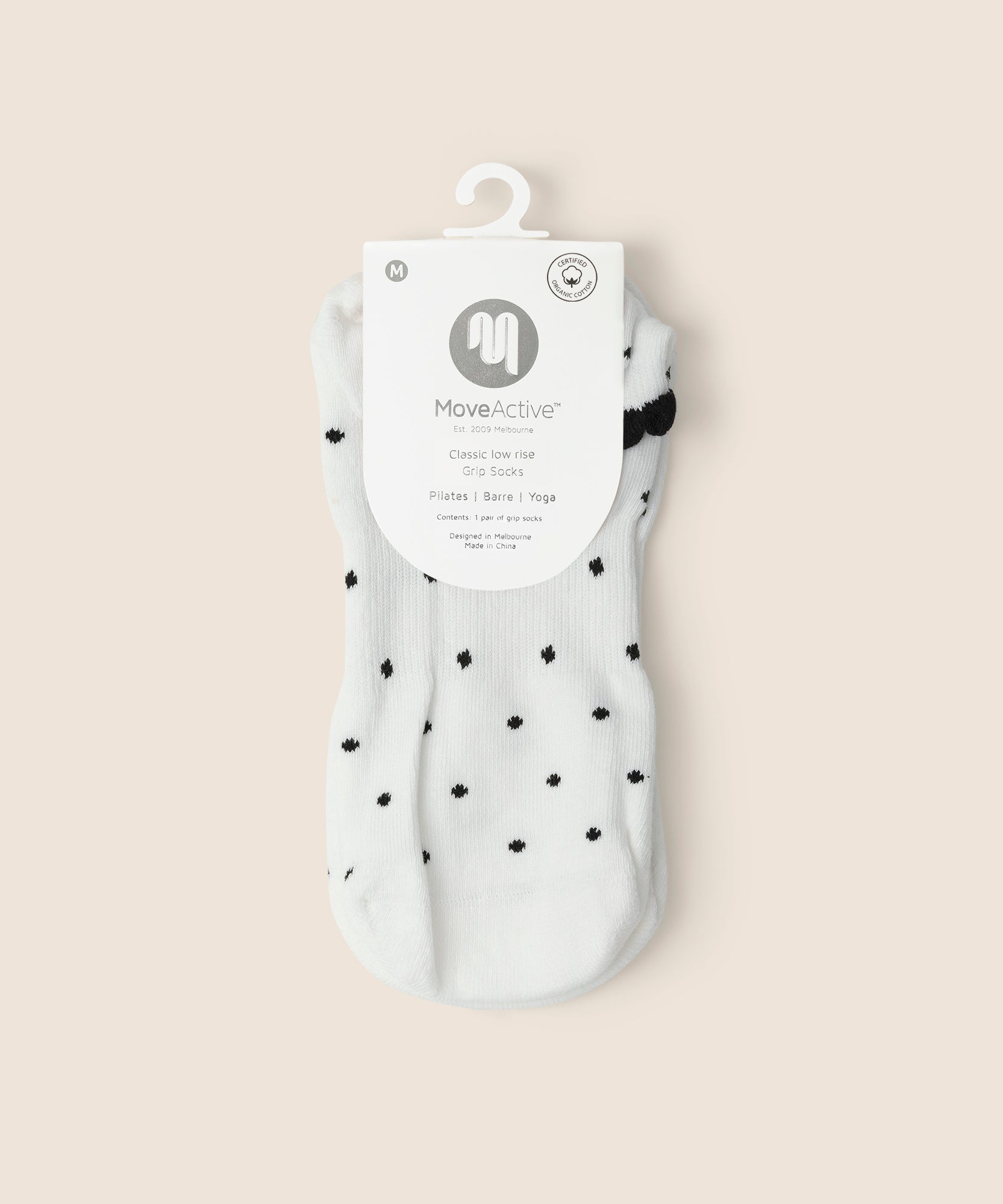 Classic Low Rise Grip Socks - White Polka Ruffle