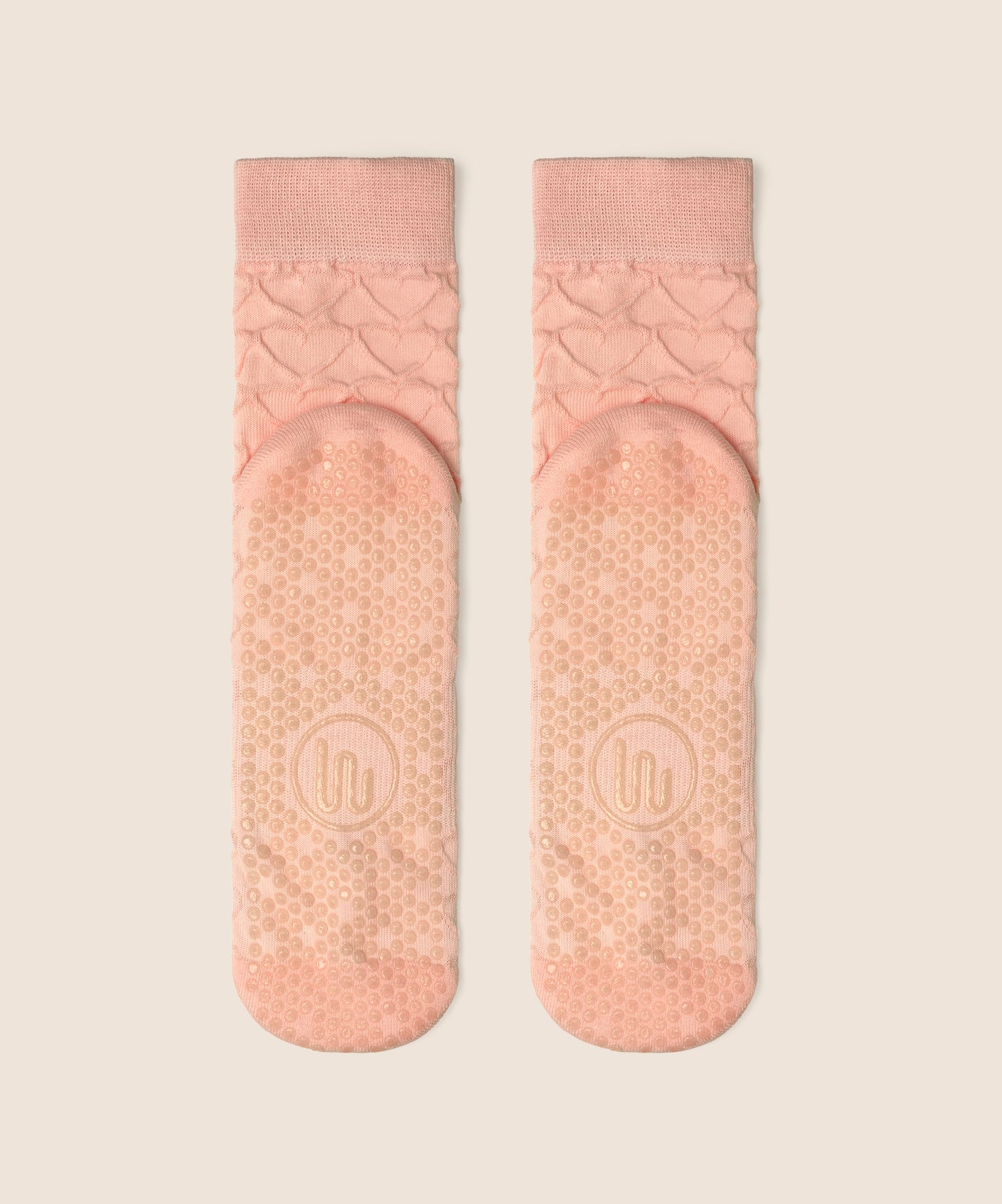Crew Non Slip Grip Socks - Parfait Pink Hearts