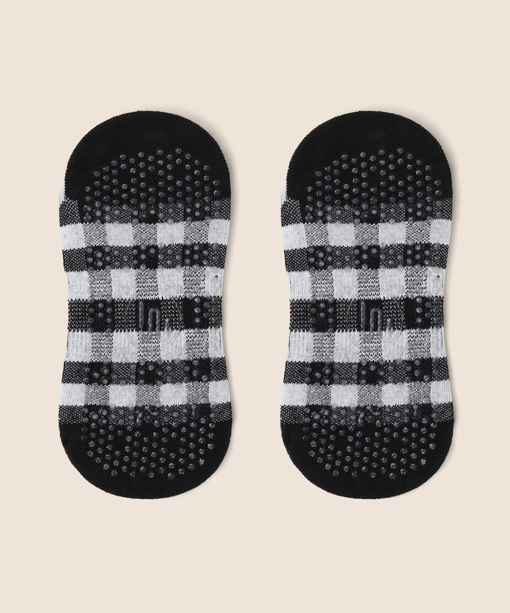 Low Rise Grip Socks - Monochrome Gingham
