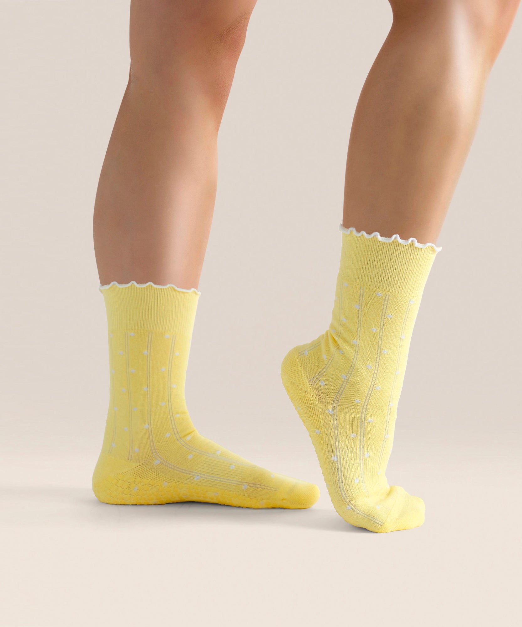 Crew Non Slip Grip Socks - Buttercream Spots