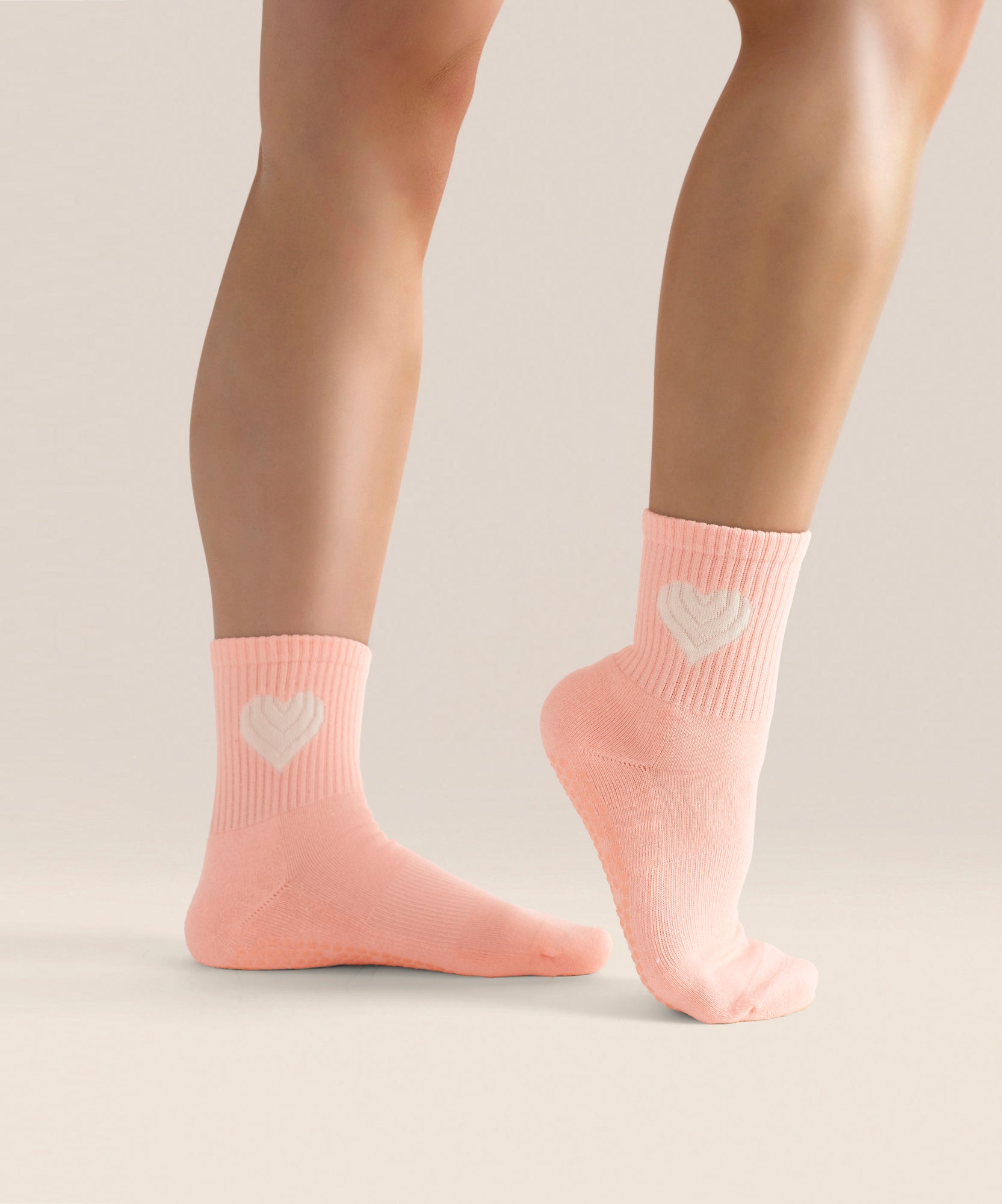 Crew Non Slip Grip Socks - Strawberry Heart