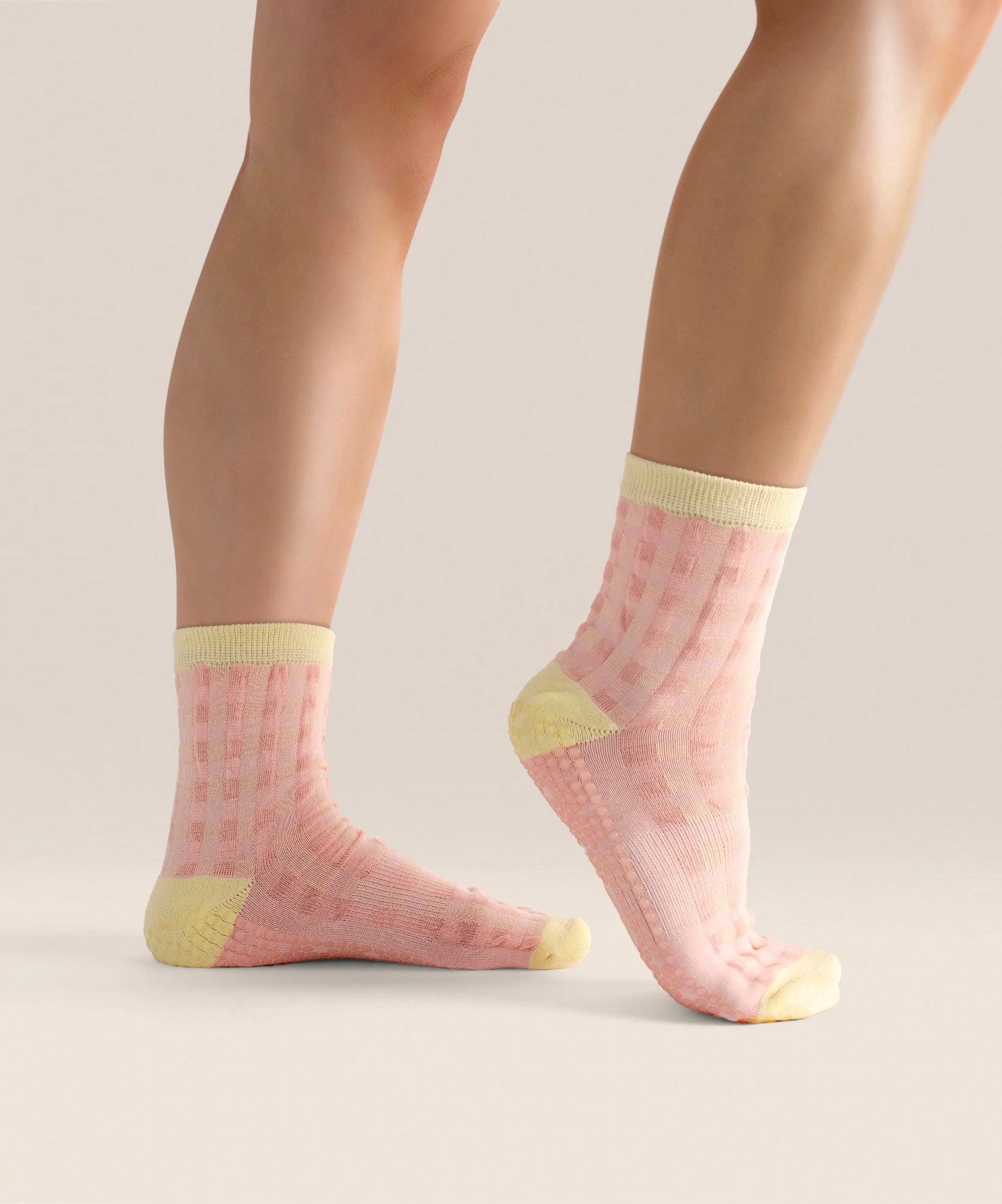 Crew Grip Socks - Sugar Pink Gingham