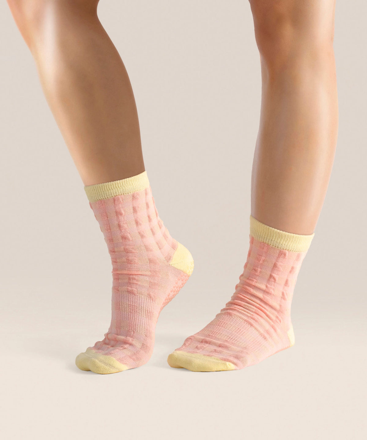 Crew Grip Socks - Sugar Pink Gingham