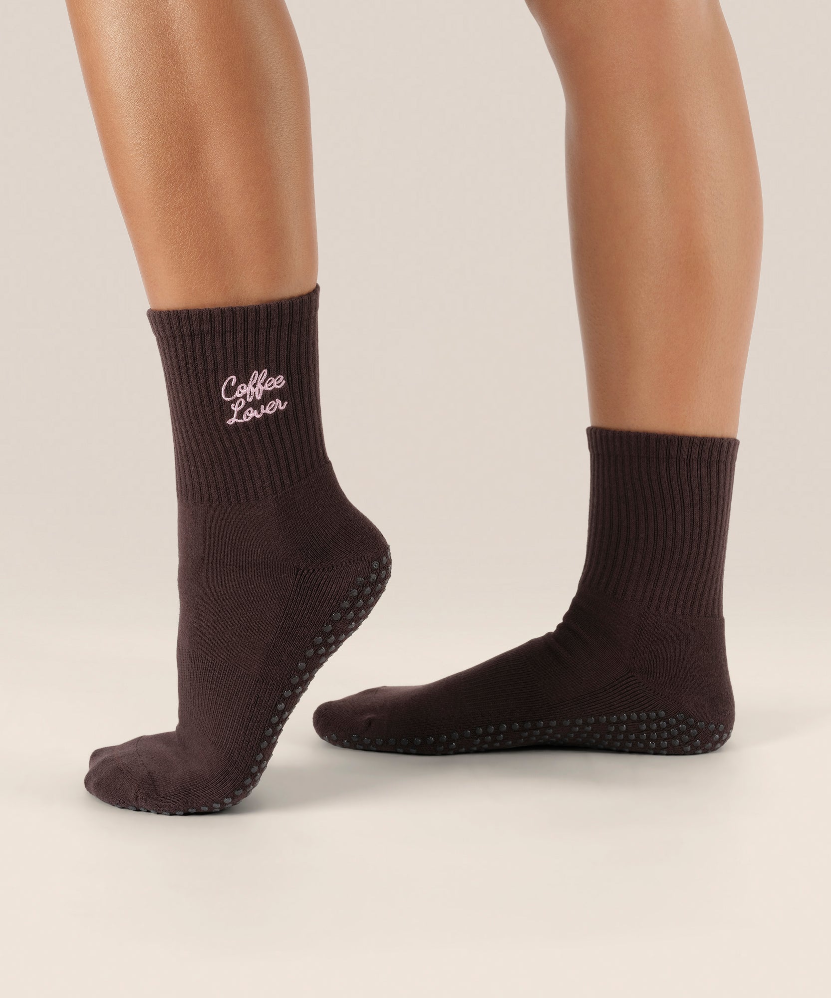 Crew Non Slip Grip Socks - Coffee Lover