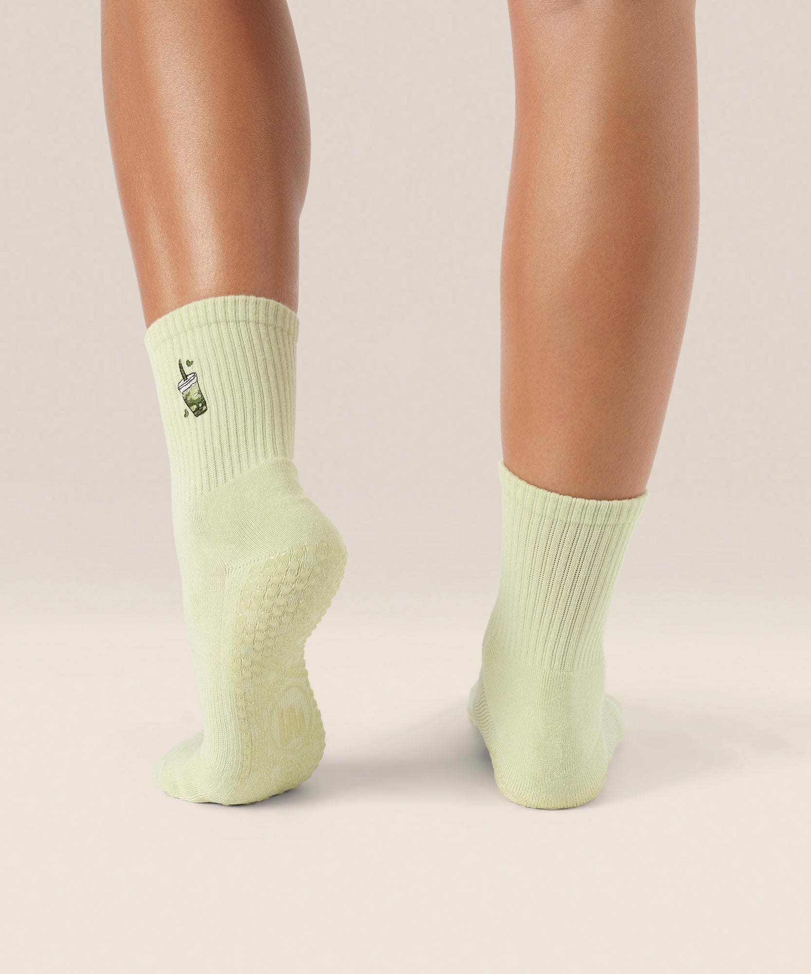 Crew Non Slip Grip Socks - Matcha Lover