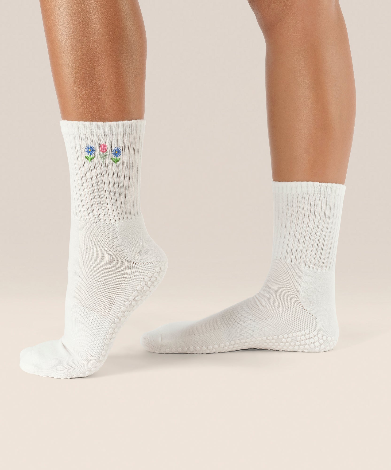 Crew Non Slip Grip Socks - Meadow Bloom