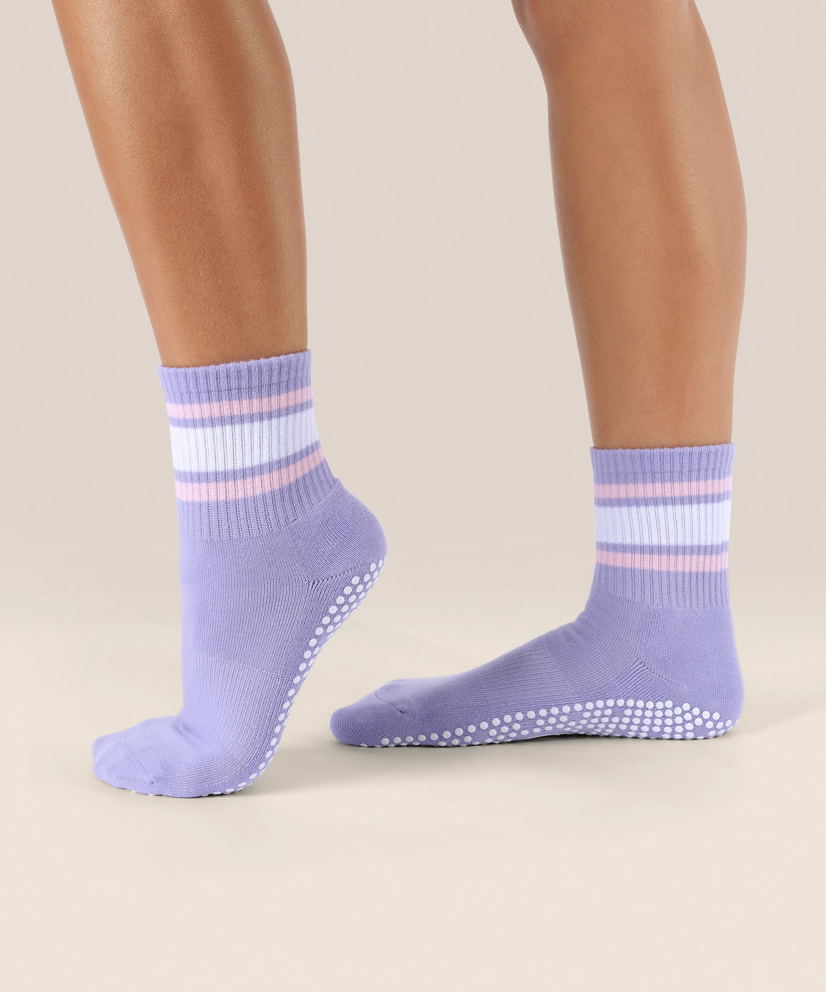 Crew Non Slip Grip Socks - Purple Rain Stripe