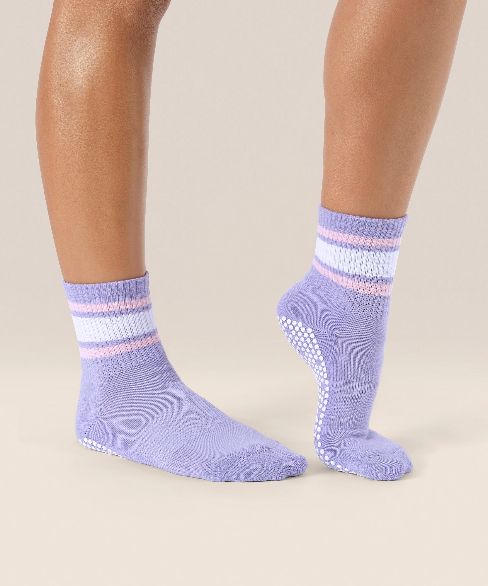 Crew Non Slip Grip Socks - Purple Rain Stripe