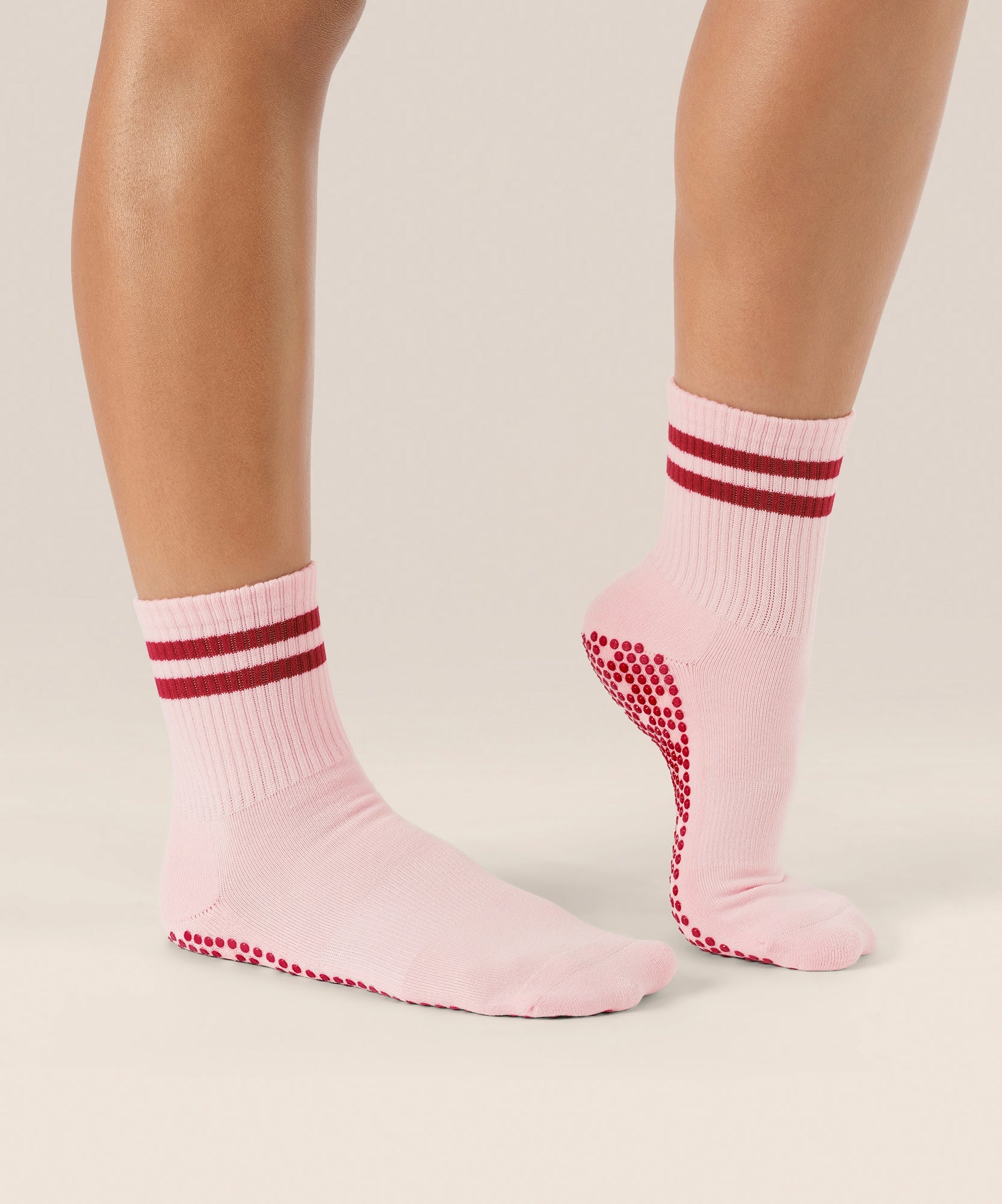 Crew Non Slip Grip Socks - Sweet Red Stripes