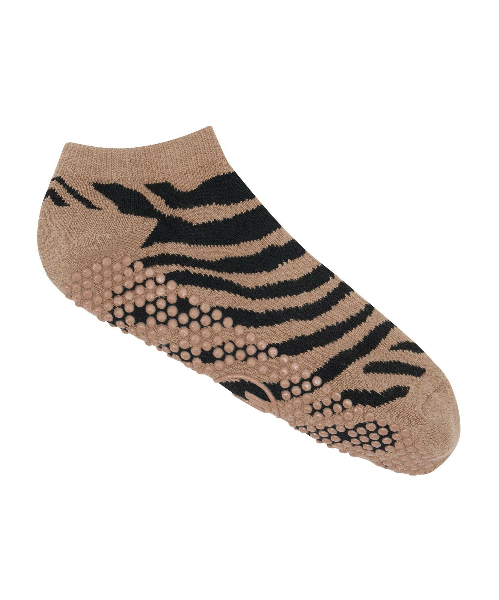 Comfortable and stylish low rise grip socks with midnight zebra design