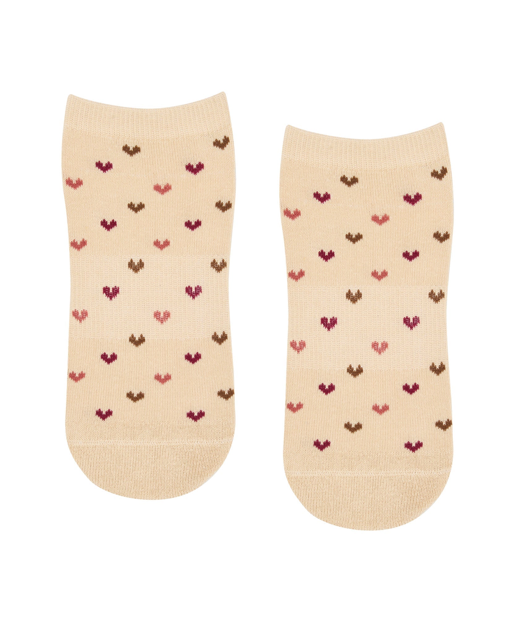 Low Rise Grip Socks - Hearts Aflutter Beige