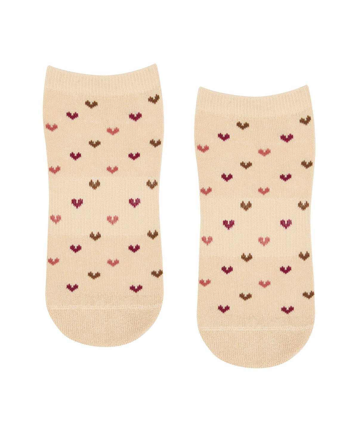 Low Rise Grip Socks - Hearts Aflutter Beige
