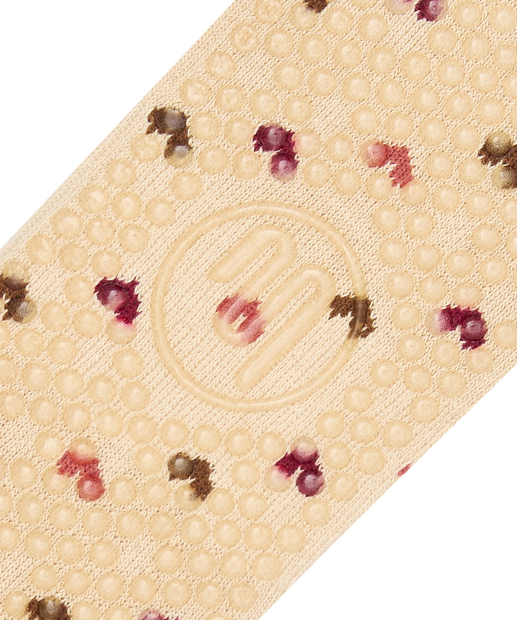 Quarter Crew Non Slip Grip Socks - Hearts Aflutter Beige