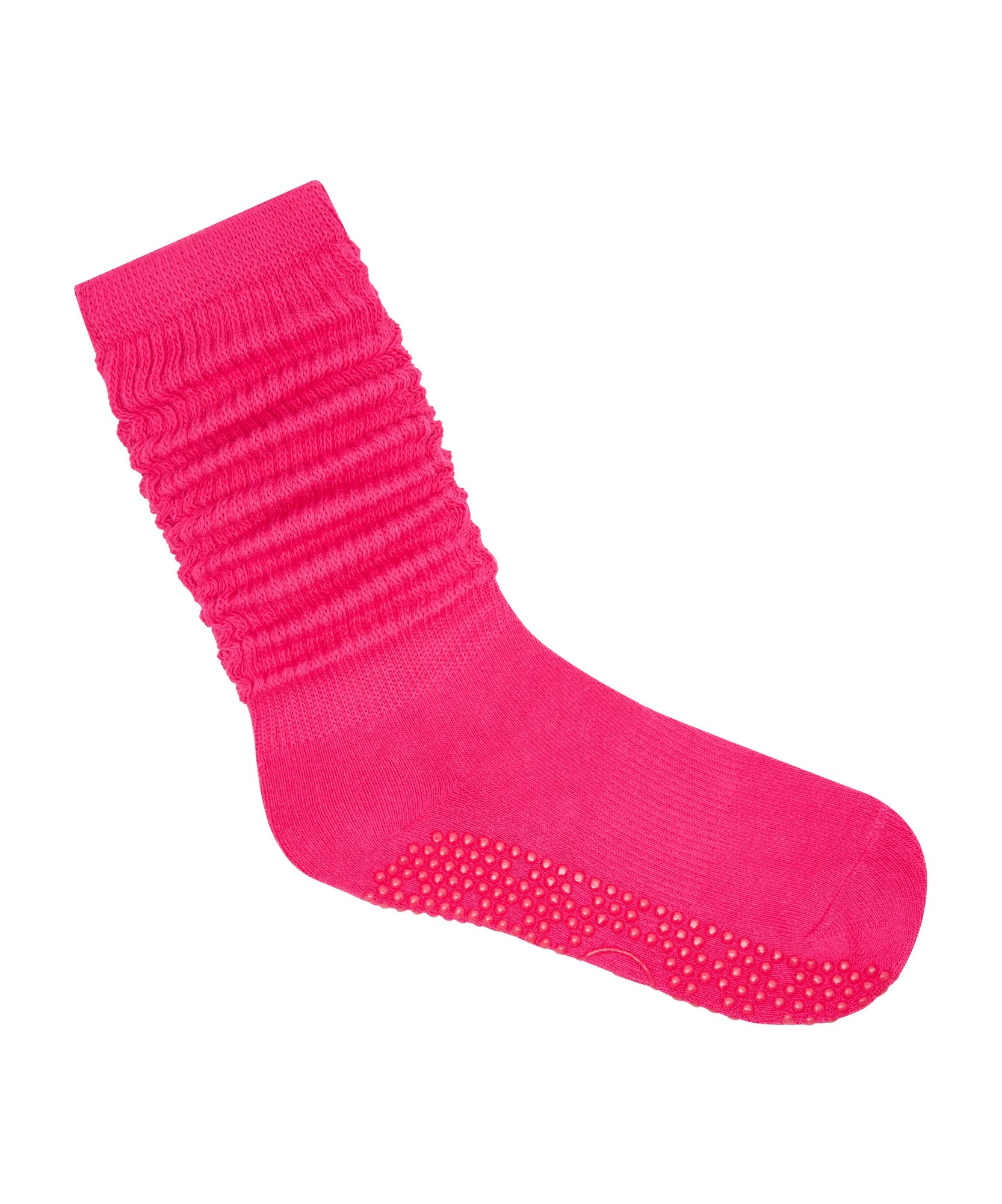 Scrunch Grip Socks - Neon Pink High
