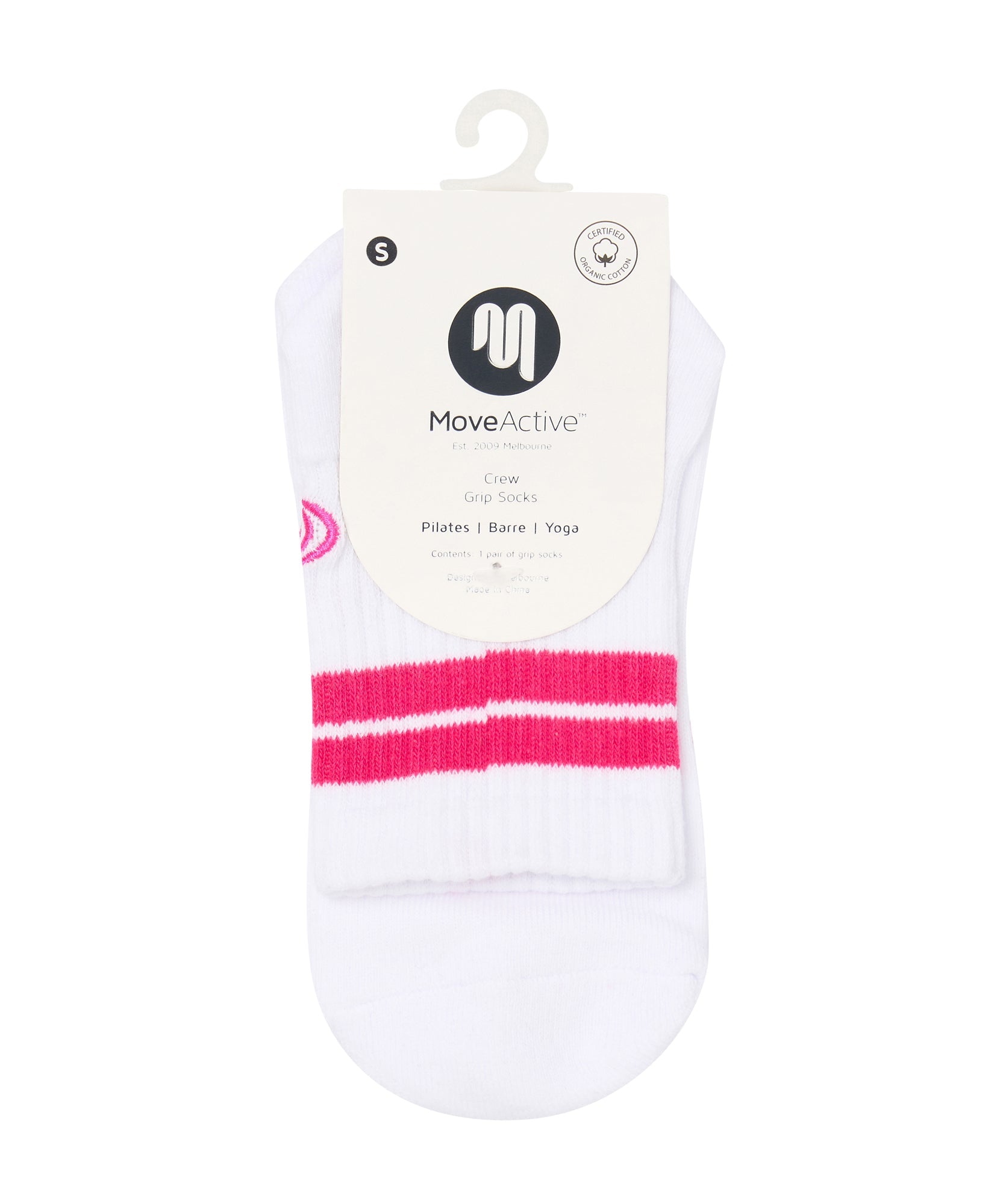 Crew Grip Socks - Neon Pink Stripe