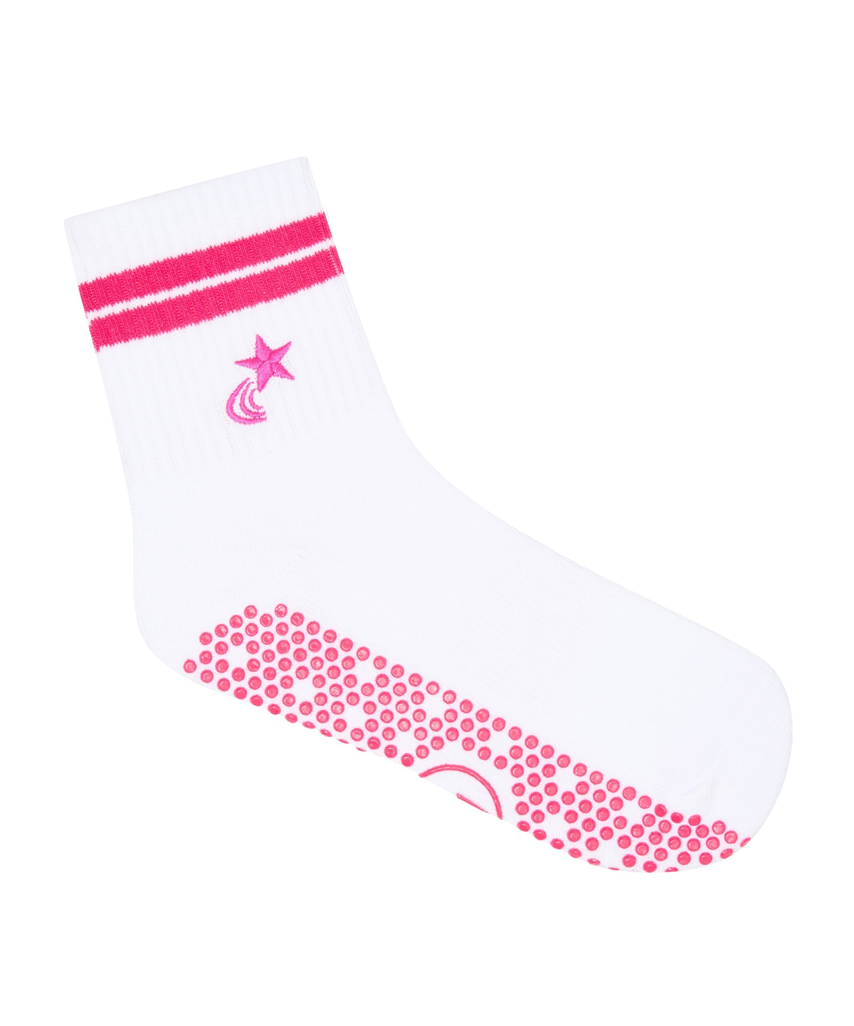 Crew Grip Socks - Neon Pink Stripe