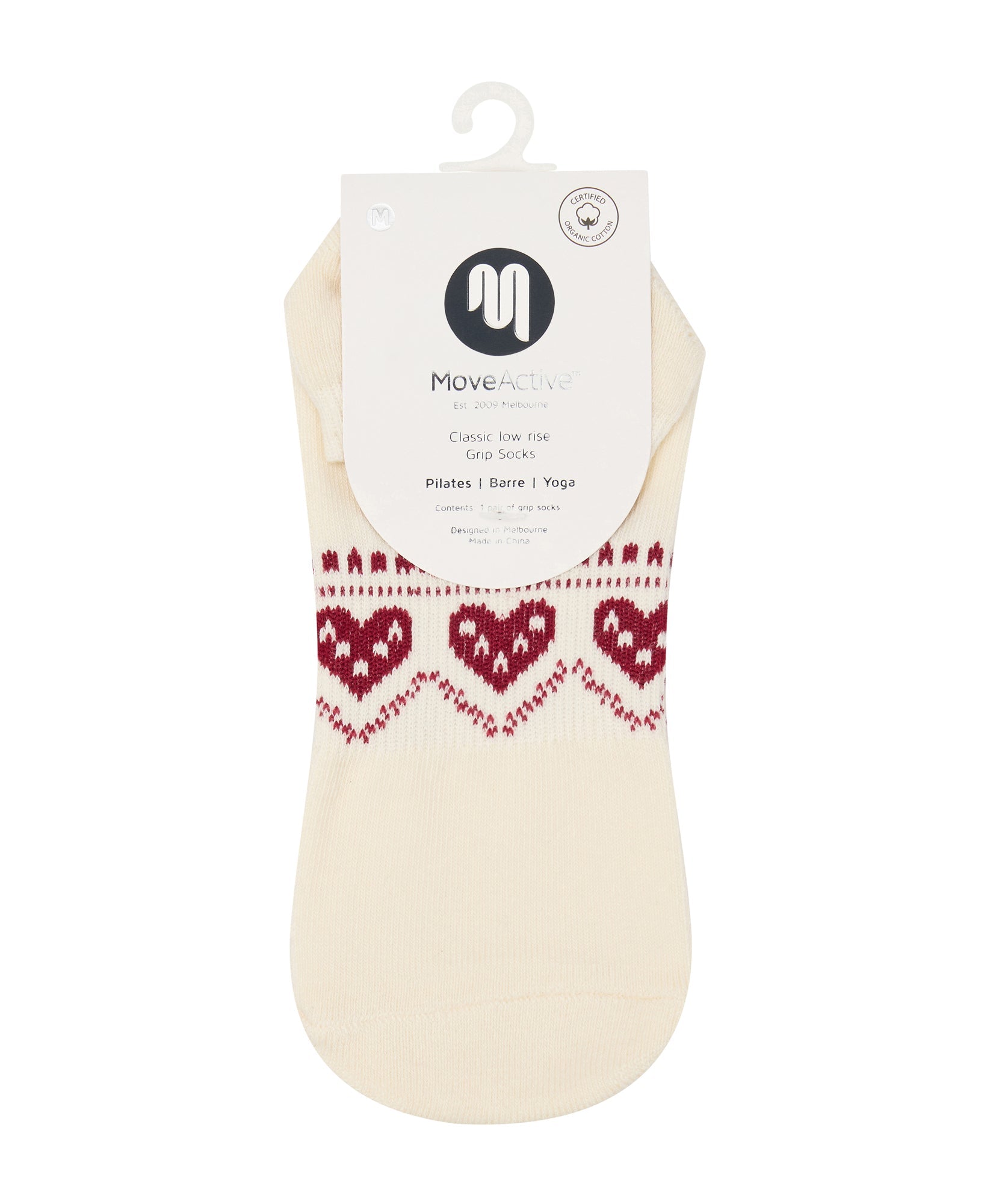 Crew Non Slip Grip Socks - Alpine Heart Oat