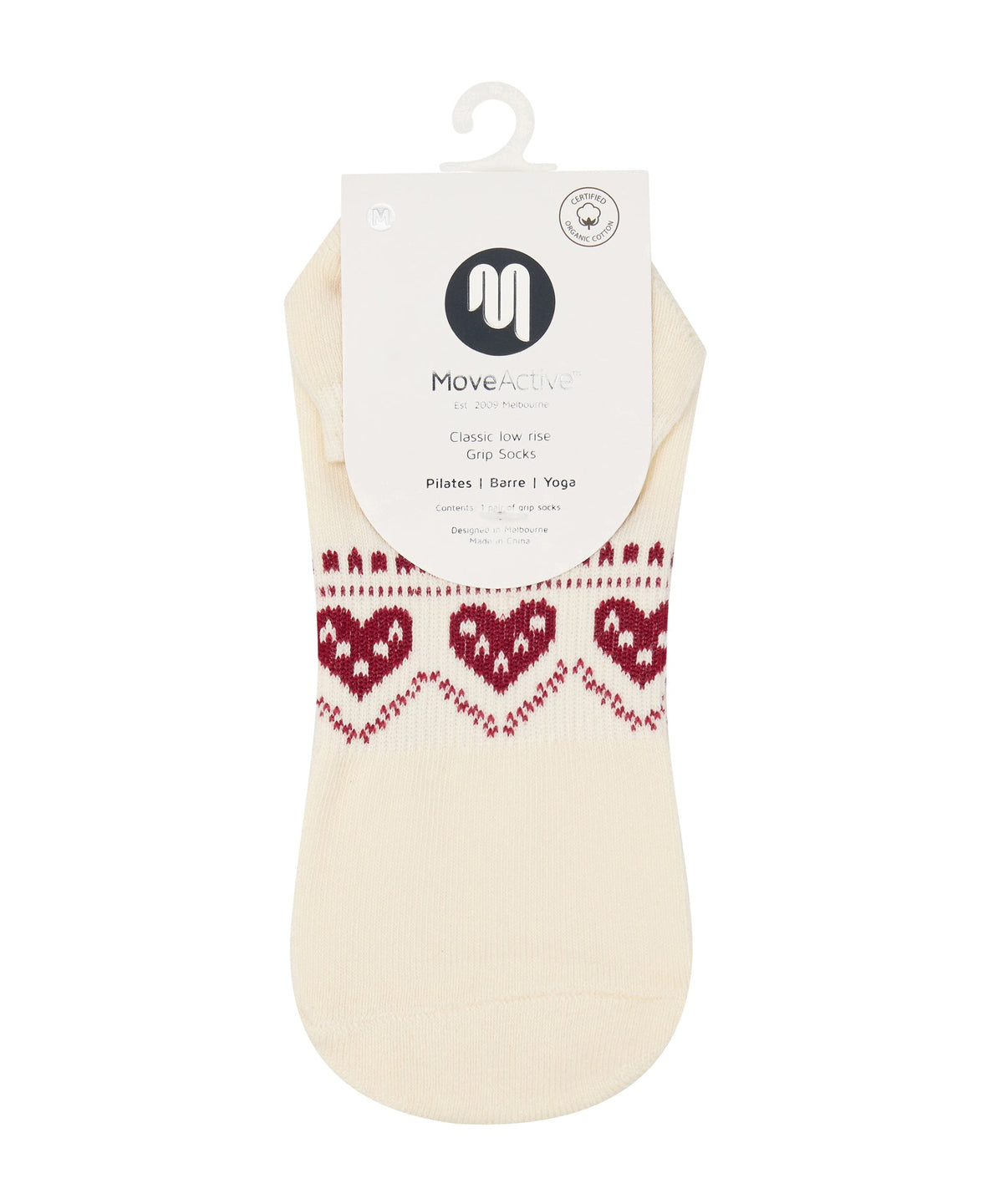 Low Rise Grip Socks - Alpine Heart Oat
