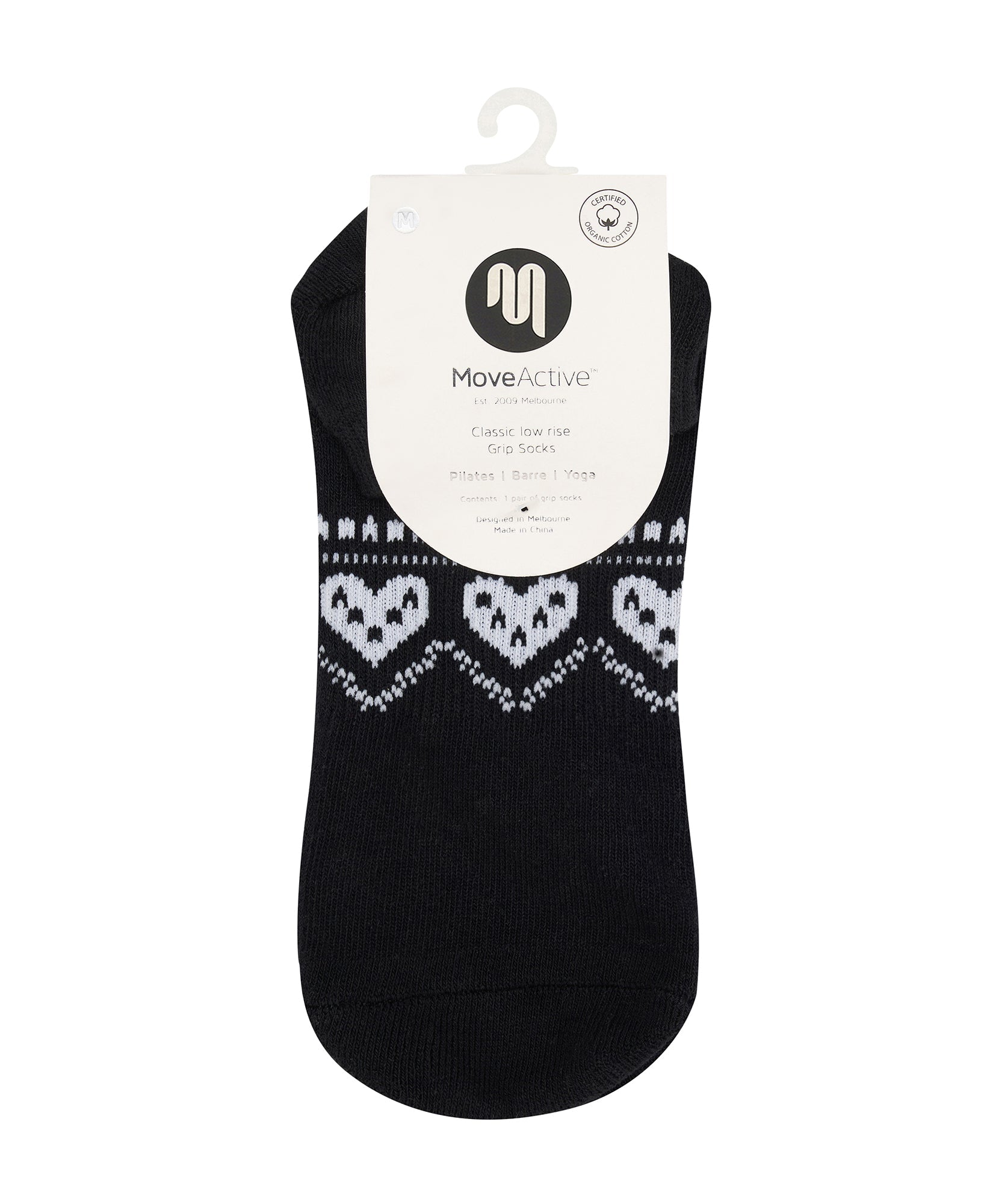 Low Rise Grip Socks - Alpine Heart Midnight