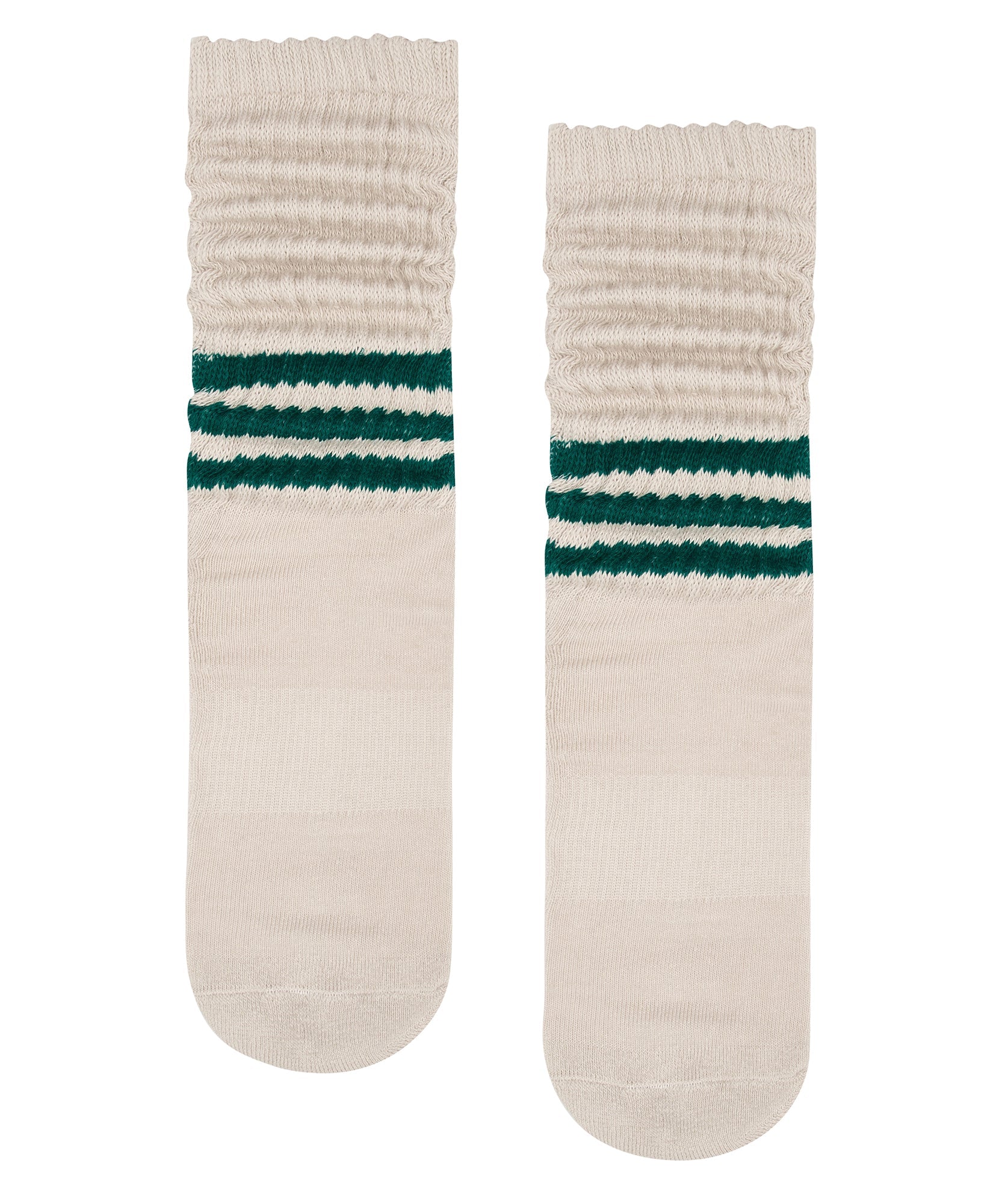 Scrunch Non Slip Grip Socks - Oat Emerald Stripe Slouch