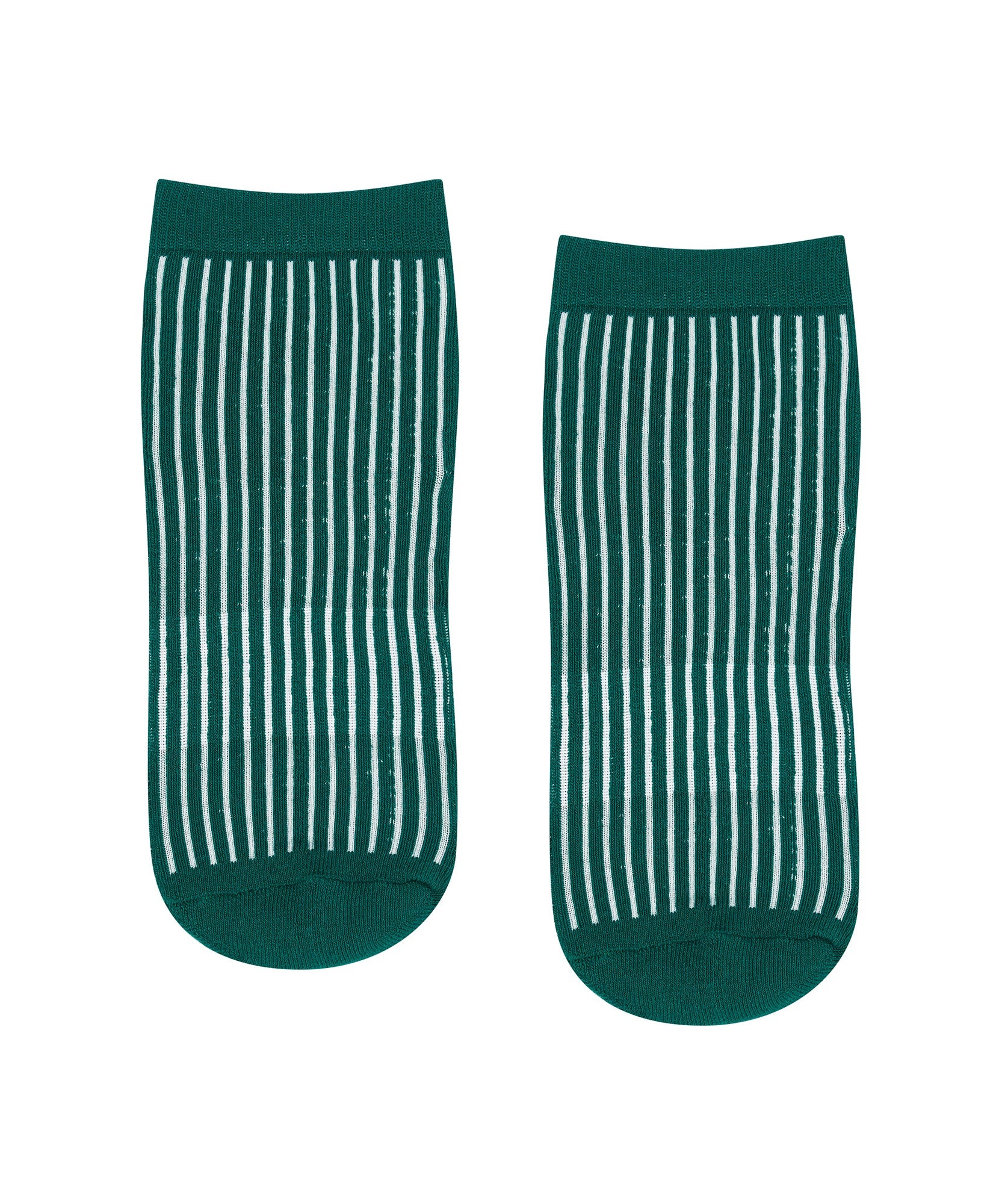 Quarter Crew Grip Socks - Ribbed Emerald
