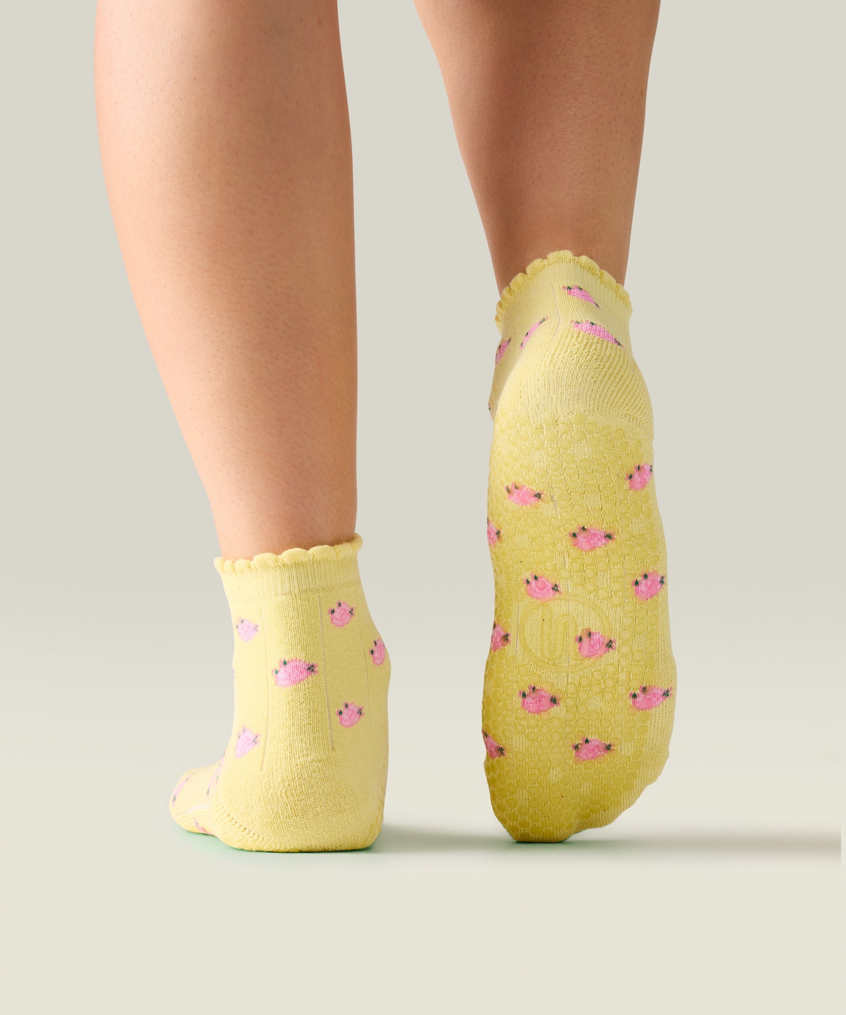 Quarter Crew Grip Socks - Wild Rose Maize