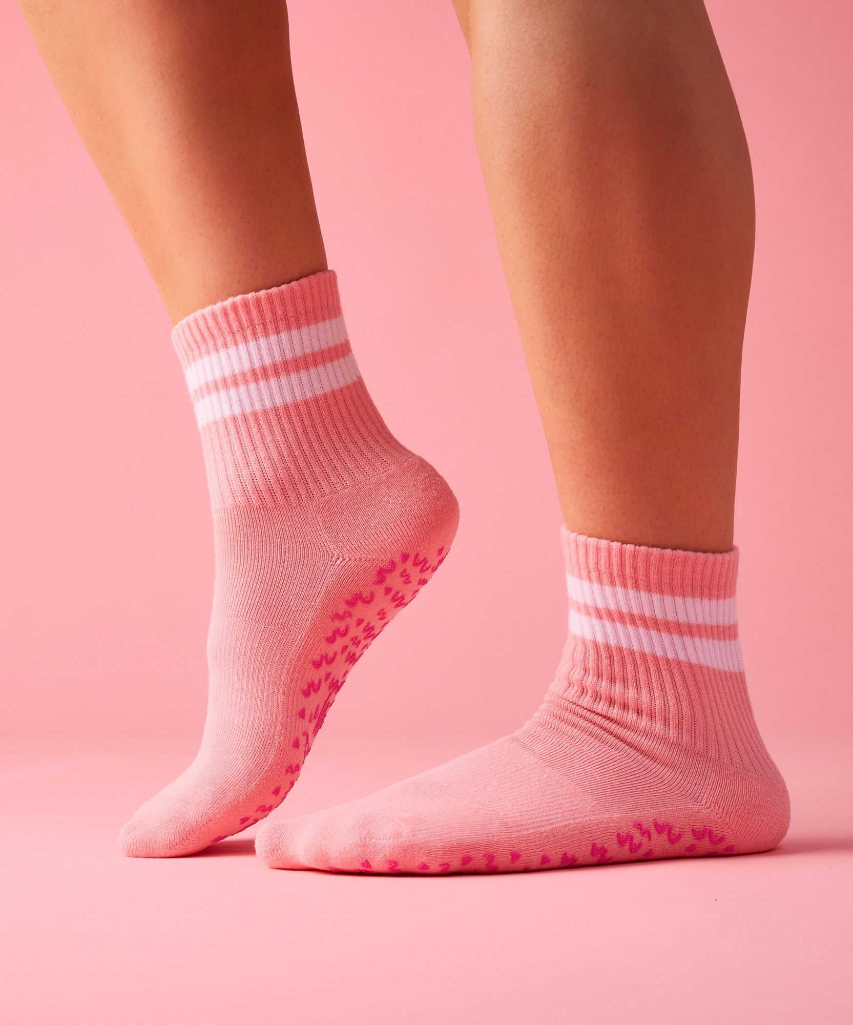 Crew Grip Socks - Rose Stripe