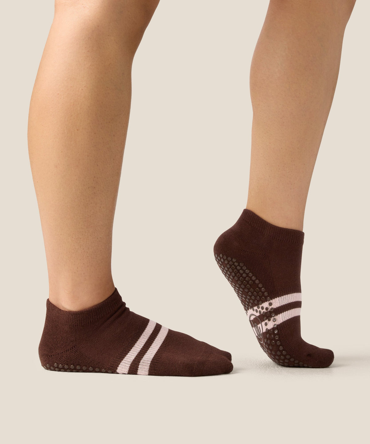 Low Rise Grip Socks - Stripe Espresso