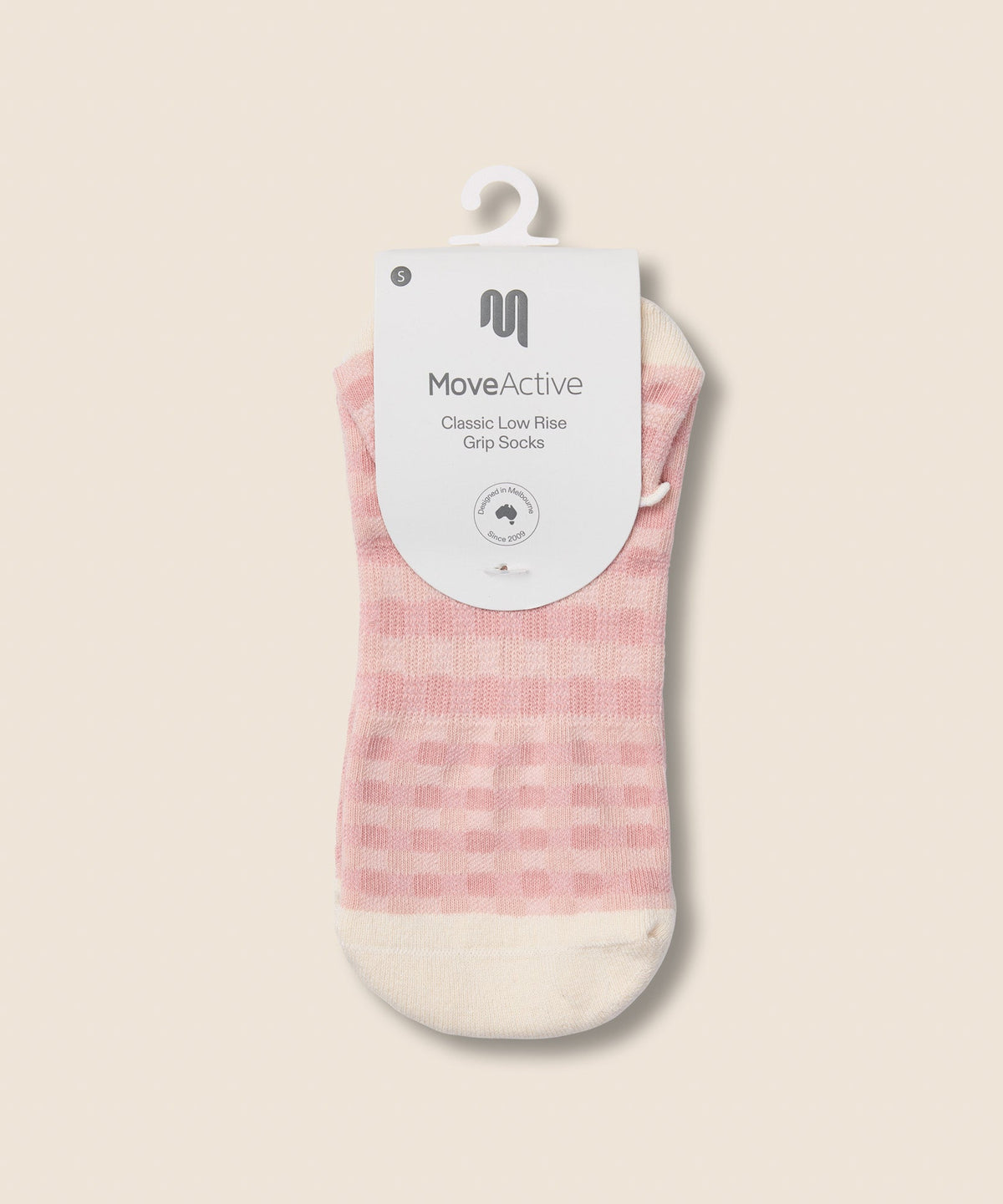 Low Rise Grip Socks - Gingham Frill Rose