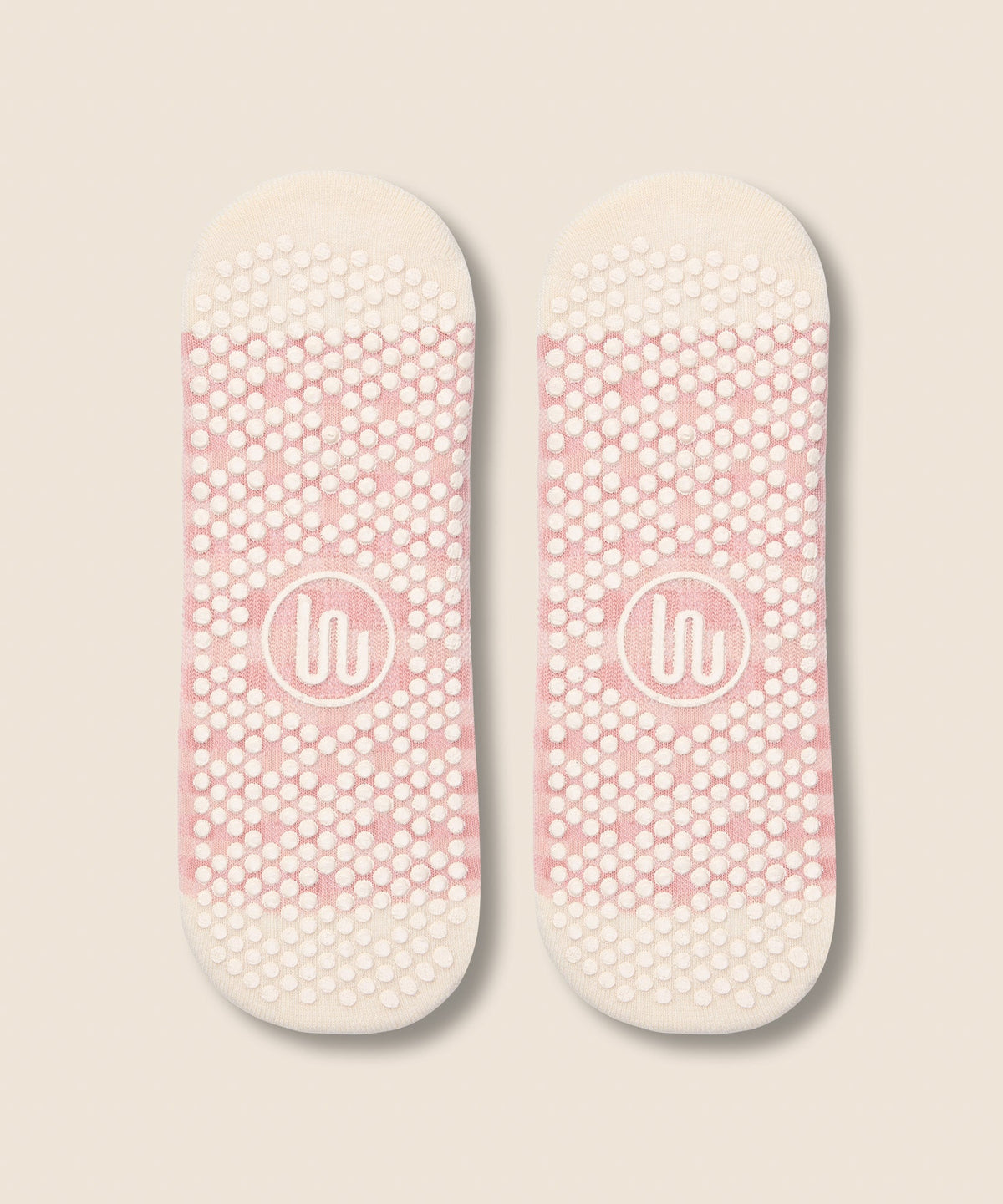 Low Rise Grip Socks - Gingham Frill Rose