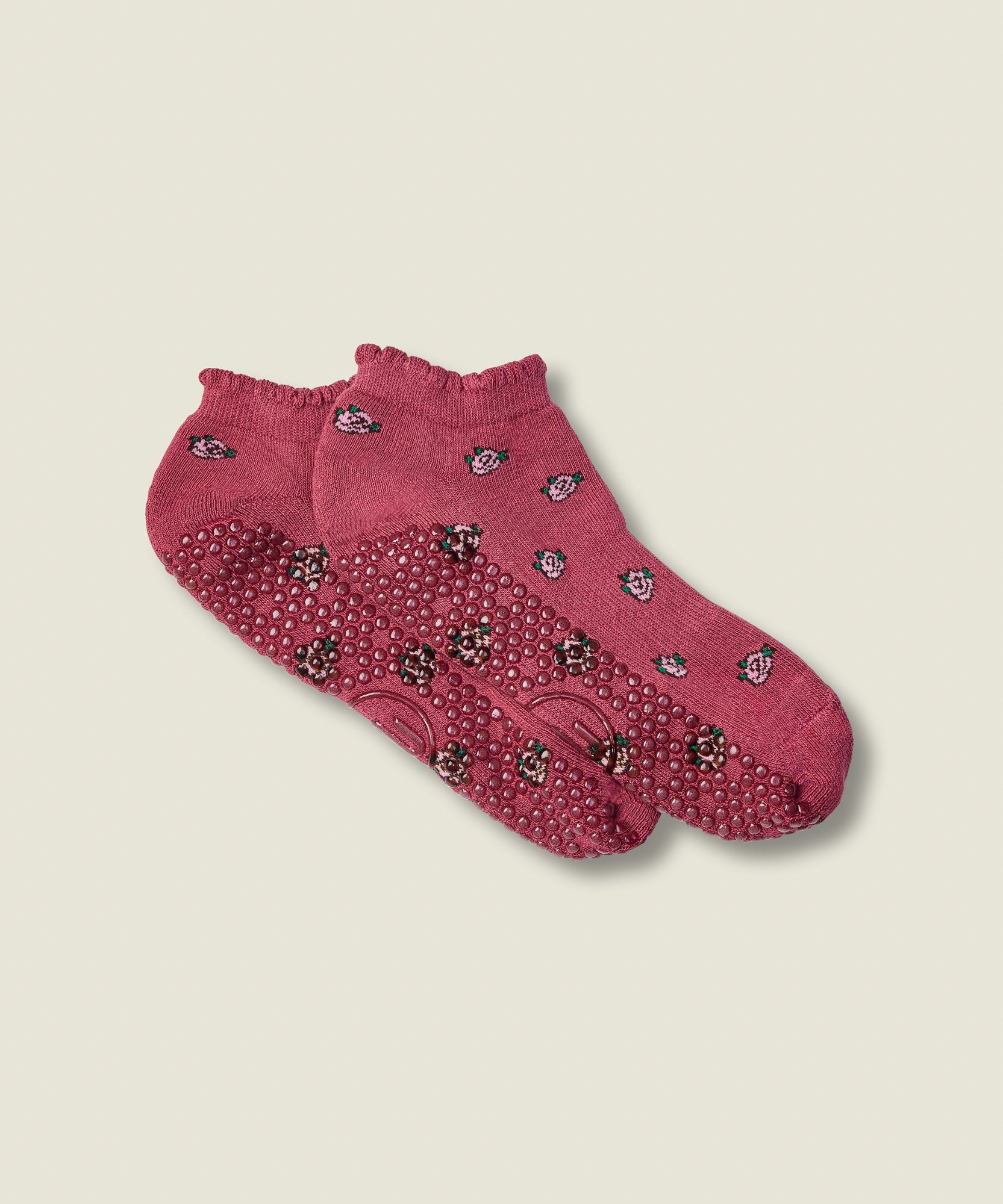 Classic Low Rise Grip Socks - Wild Rose Berry
