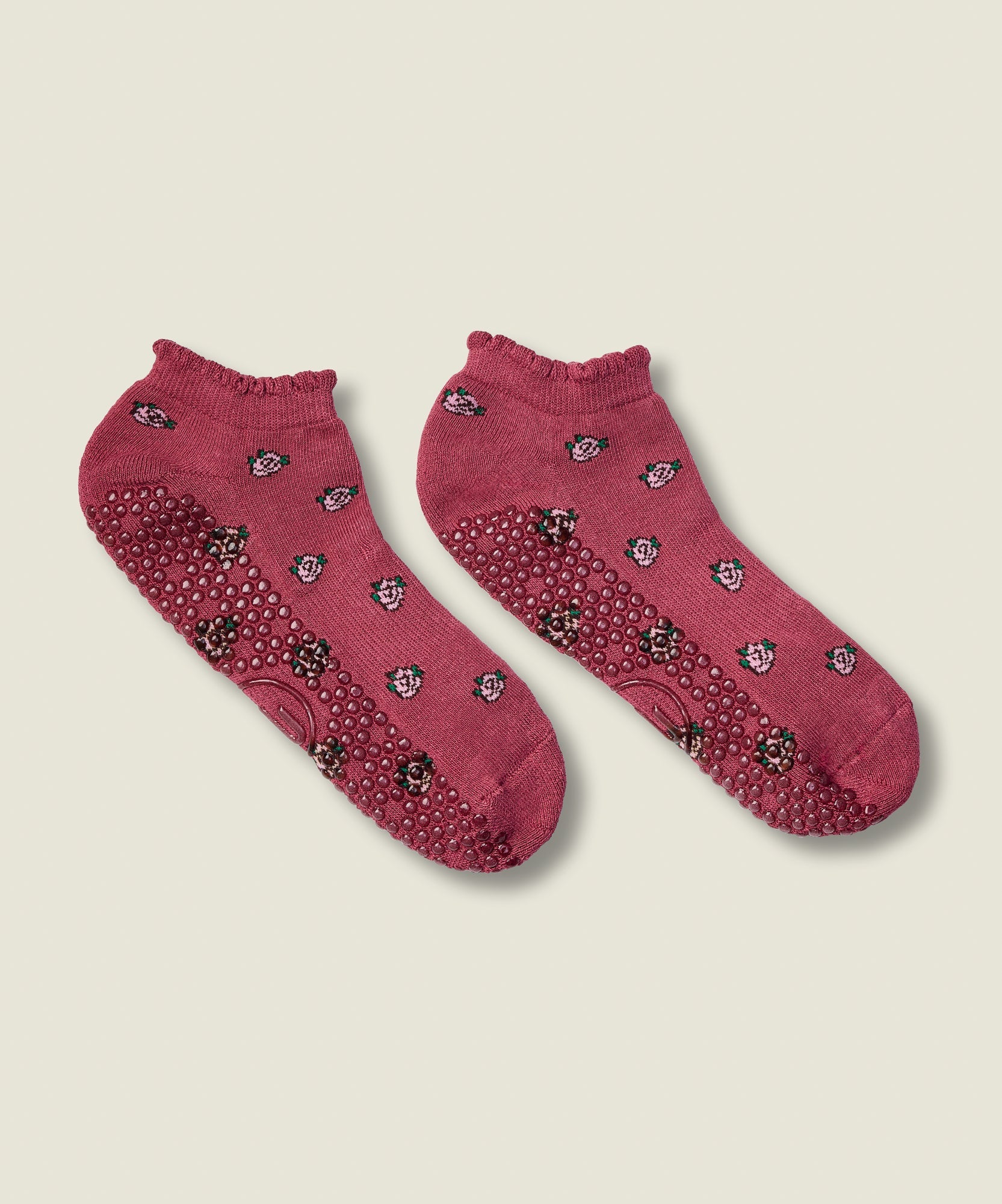 Classic Low Rise Grip Socks - Wild Rose Berry