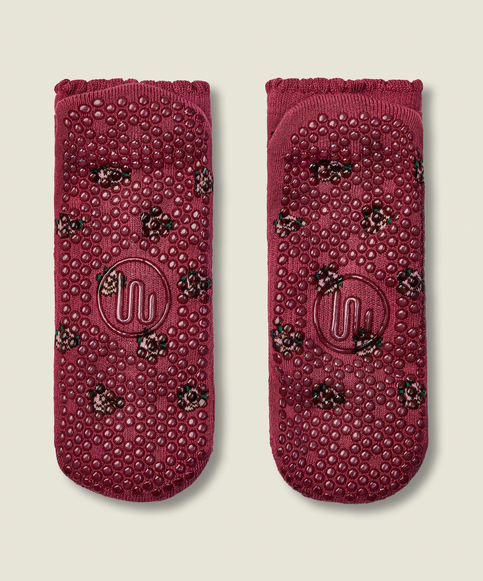 Classic Low Rise Grip Socks - Wild Rose Berry
