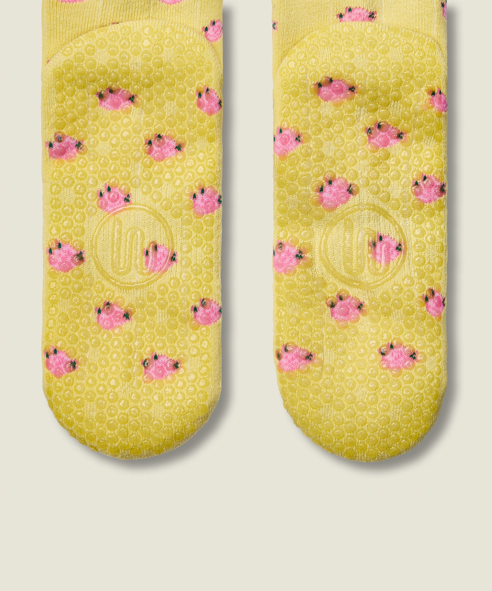 Quarter Crew Non Slip Grip Socks - Wild Rose Maize