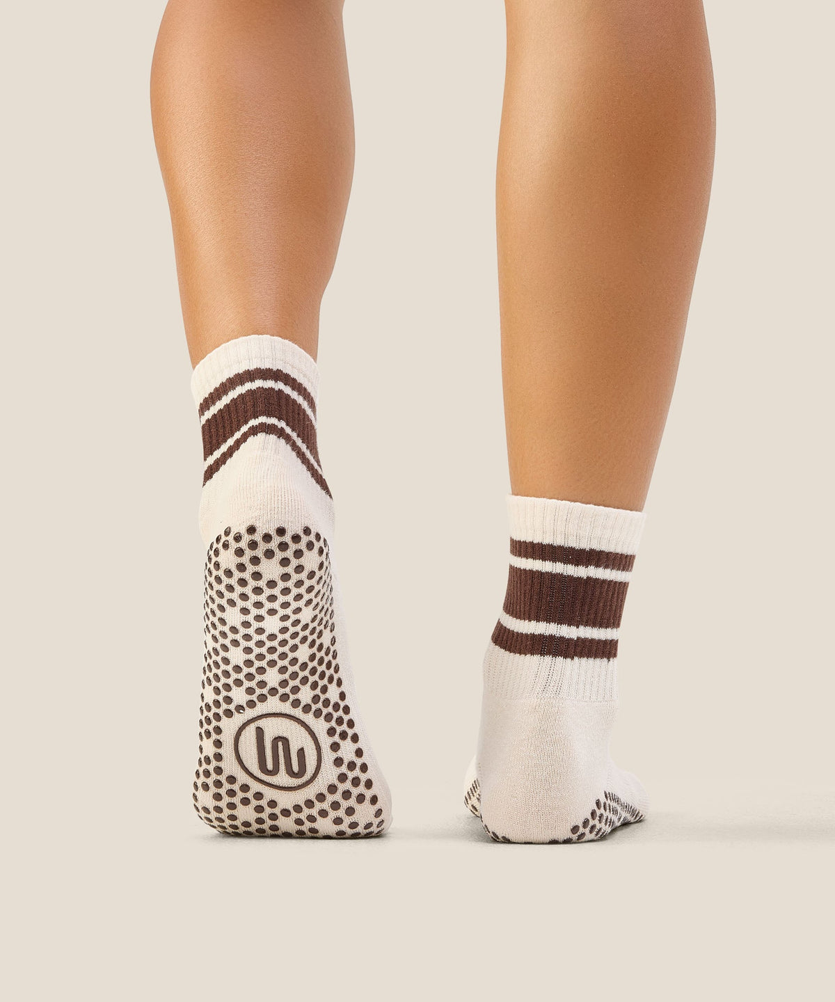 Crew Grip Socks - Oat Espresso Stripe