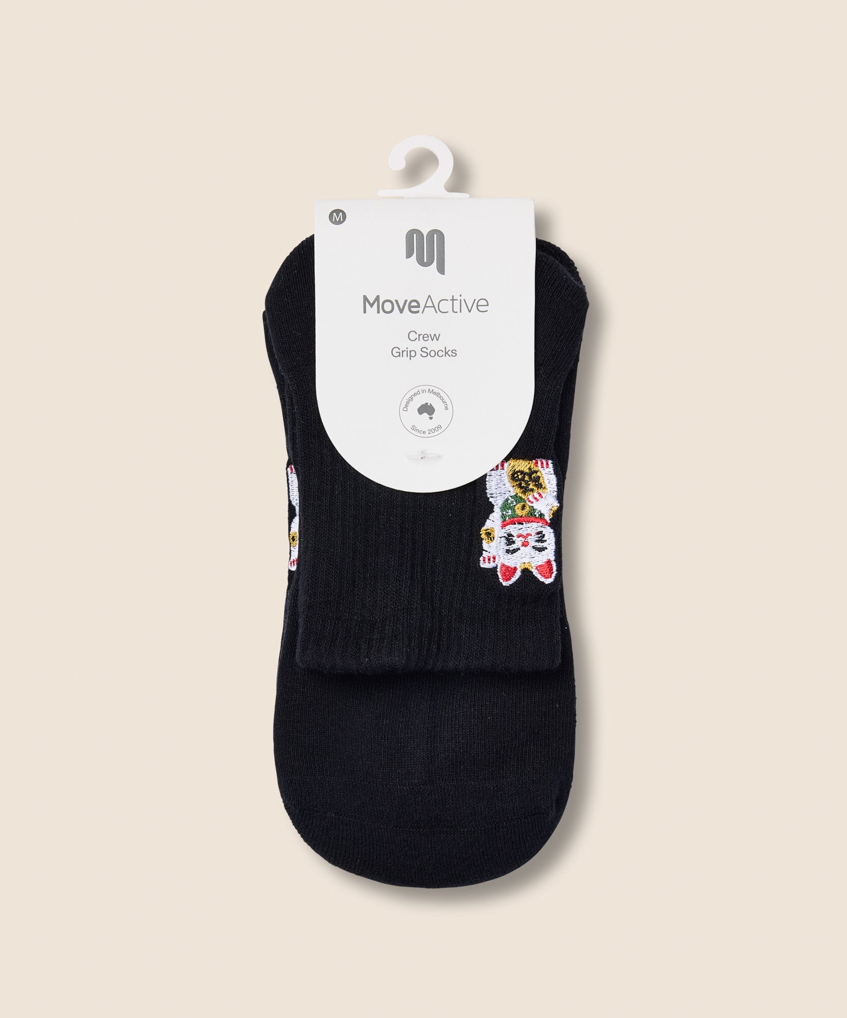 Crew Grip Socks - Fortune Kitty Black