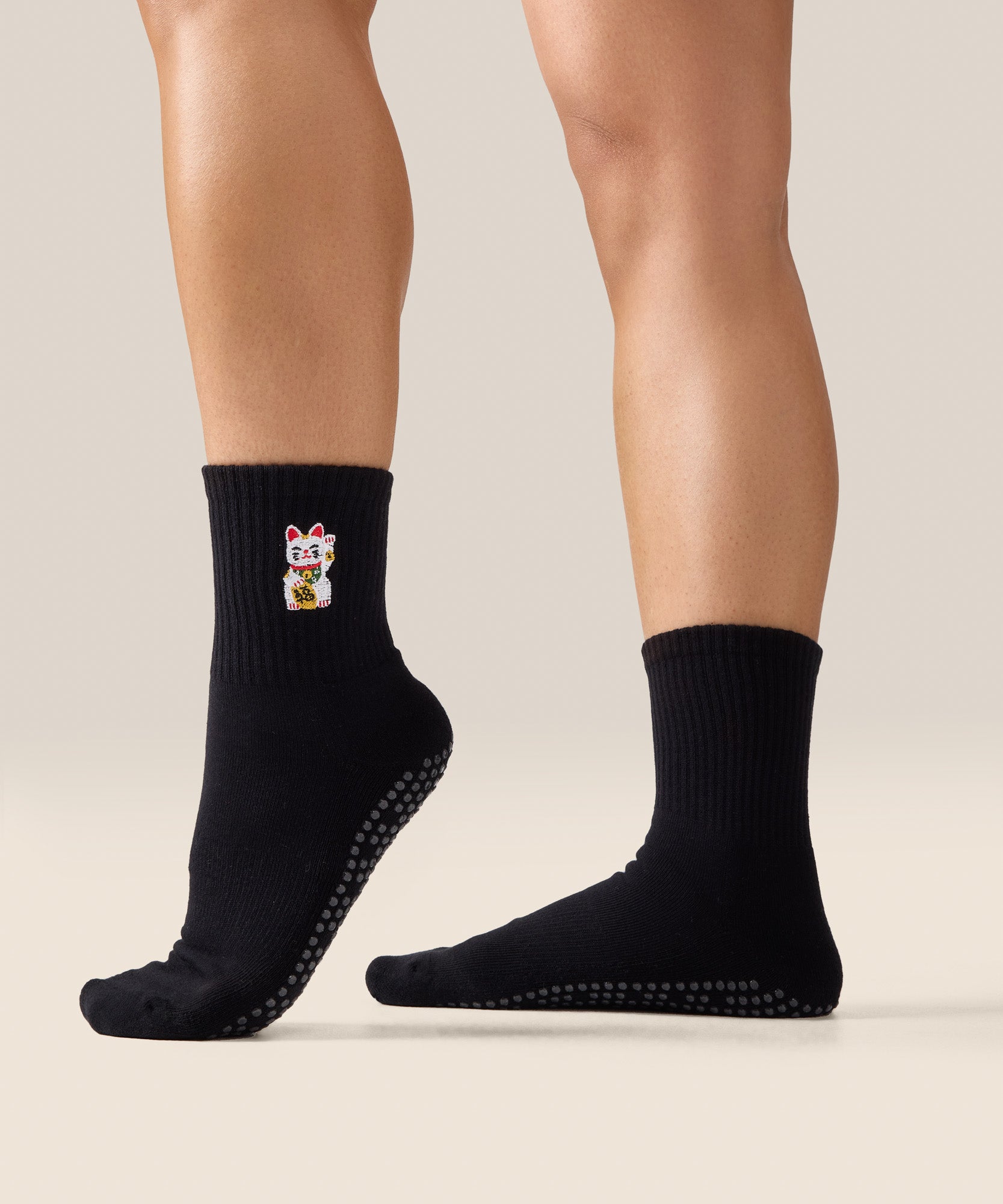 Crew Grip Socks - Fortune Kitty Black