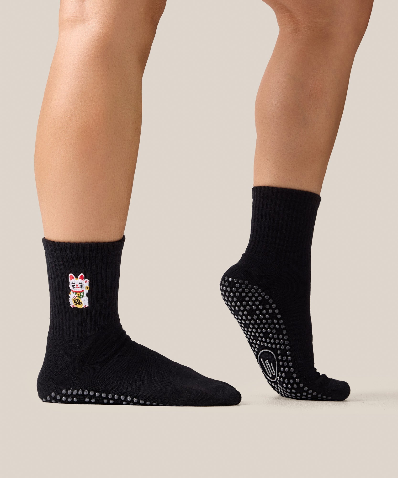 Crew Grip Socks - Fortune Kitty Black