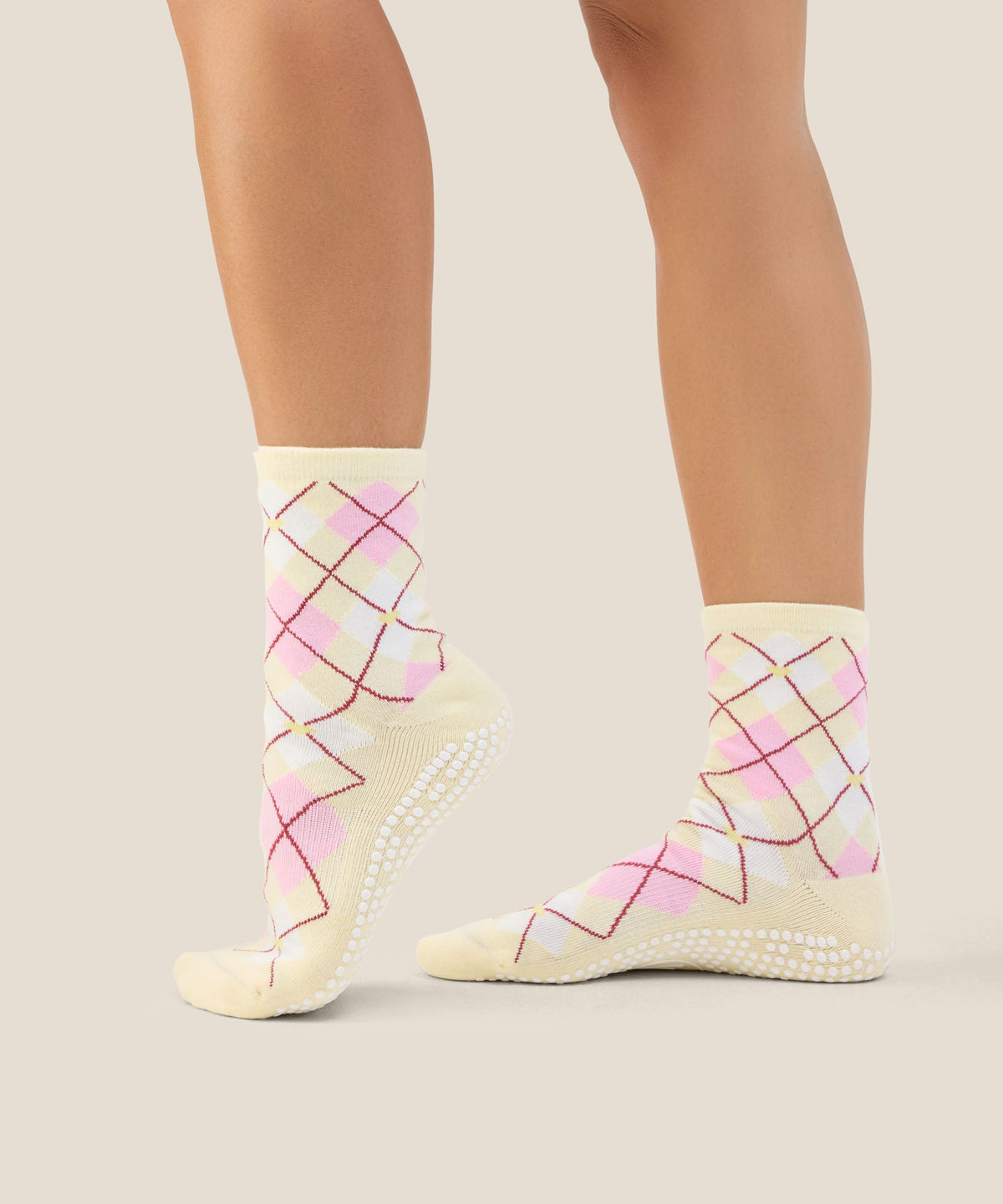 Crew Grip Socks - Argyle Butter