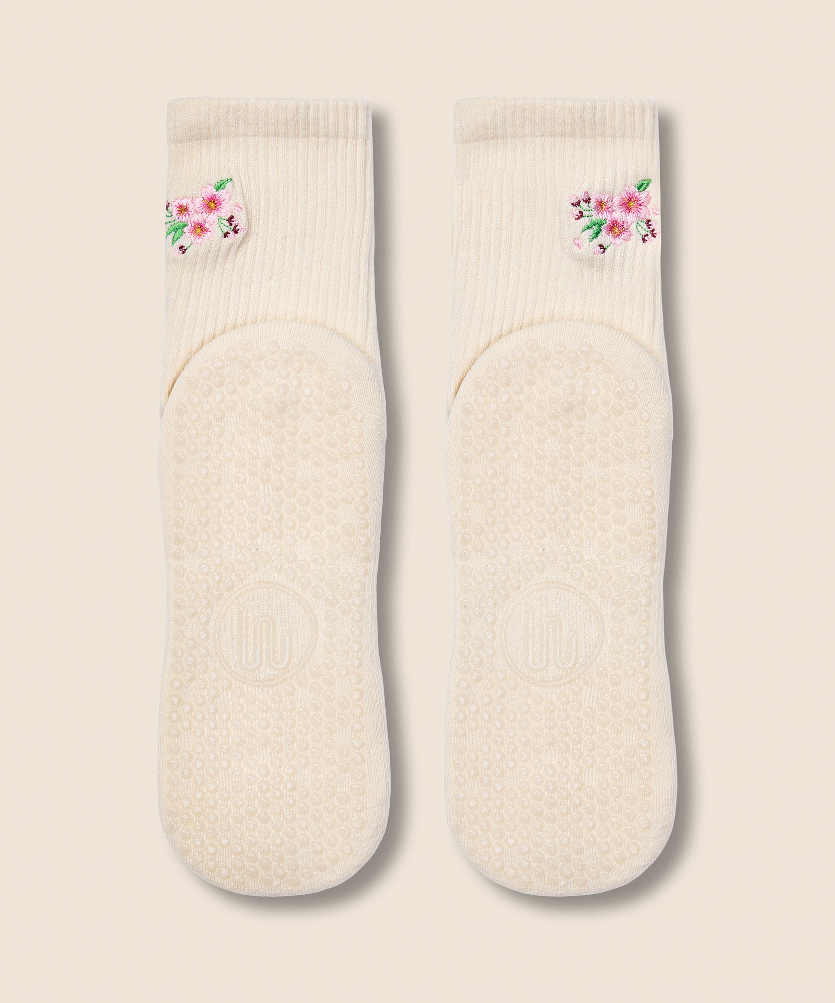 Crew Grip Socks - Cherry Blossom Ivory