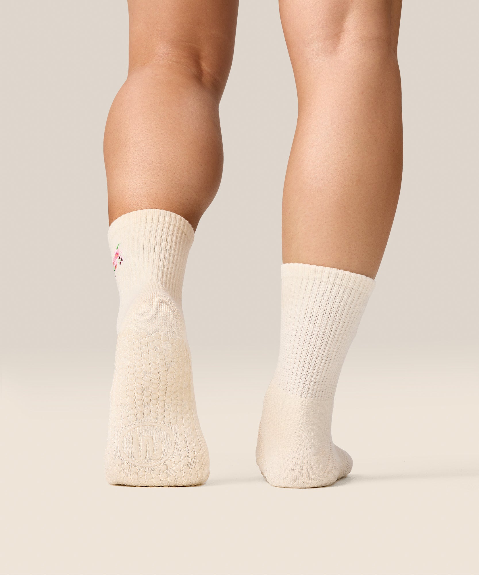 Crew Grip Socks - Cherry Blossom Ivory