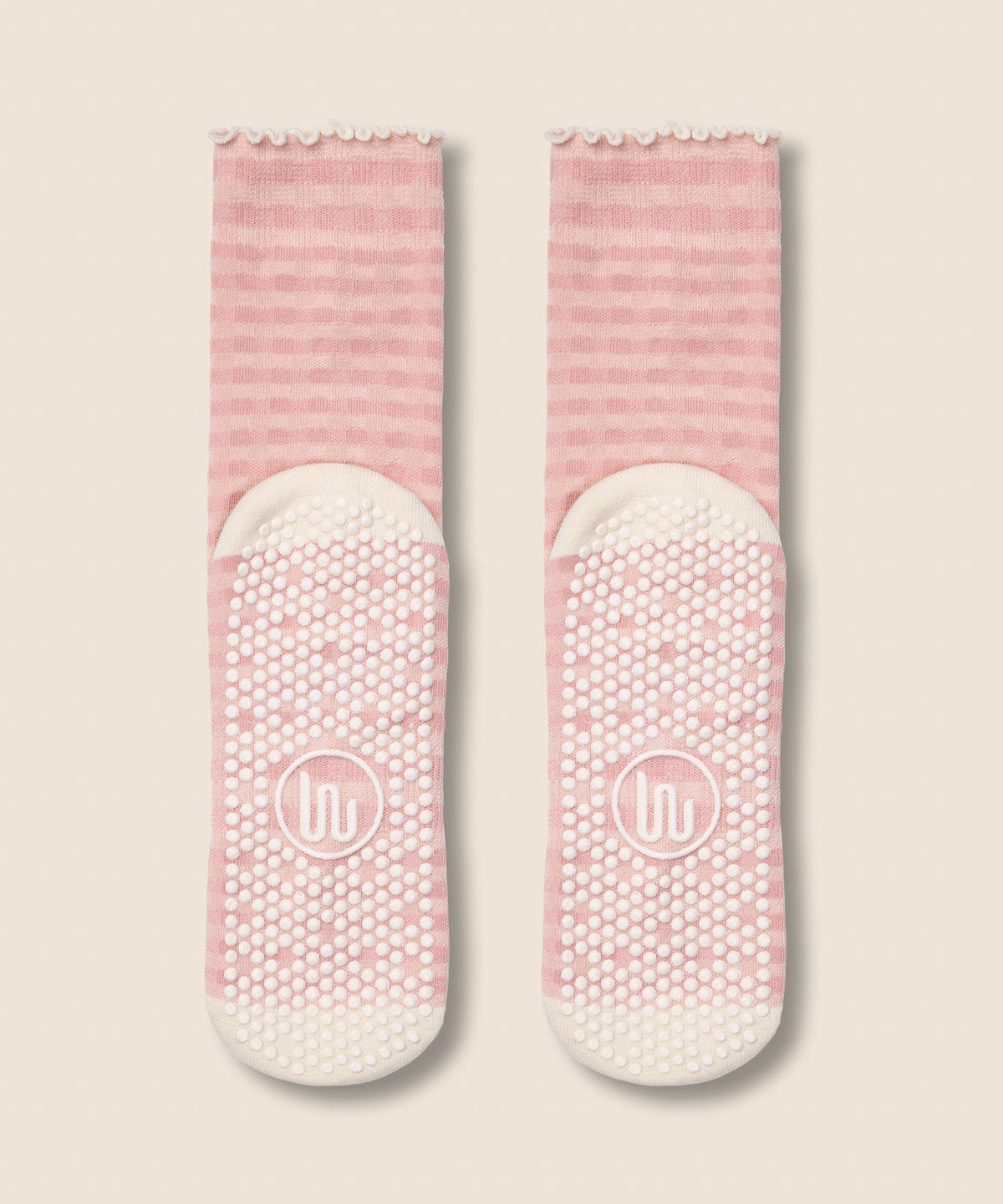 Crew Grip Socks - Gingham Frill Rose