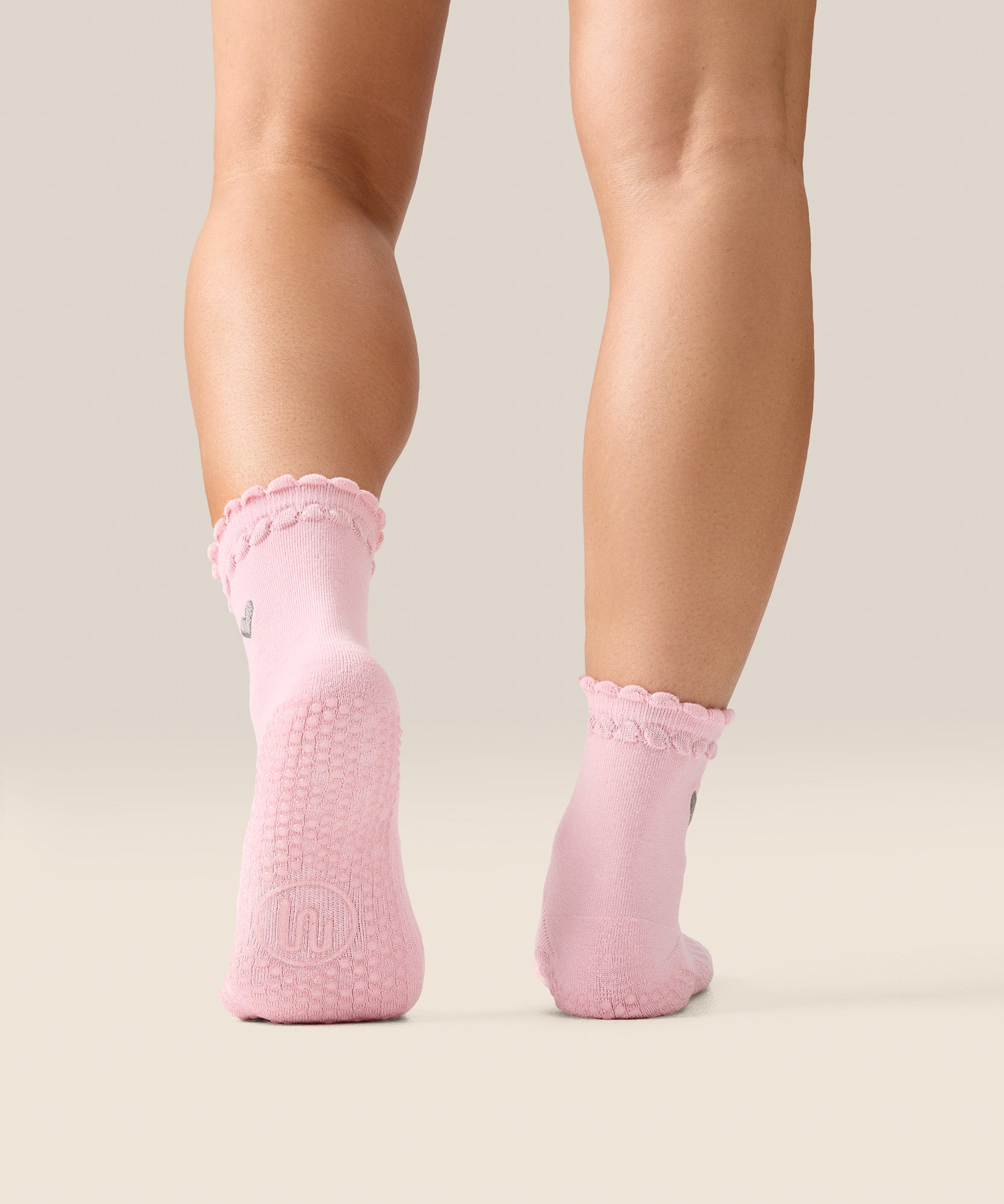 Crew Grip Socks - Heart Ruffle Pink