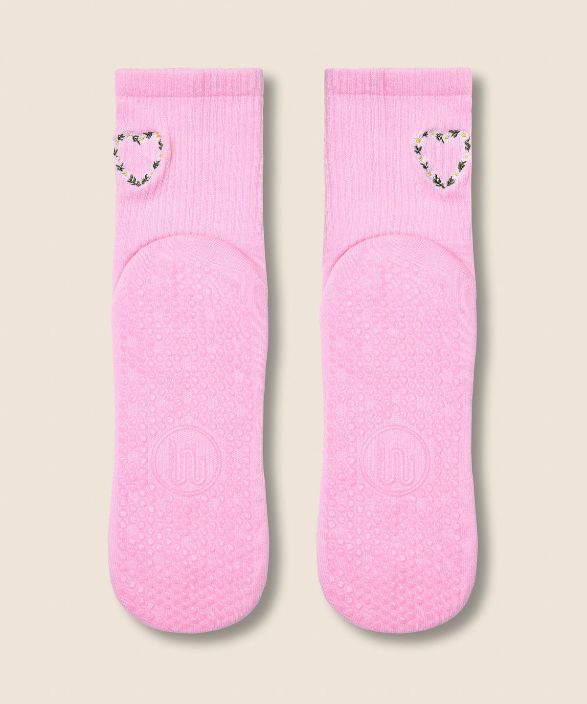 Crew Grip Socks - Heart Vine Pink
