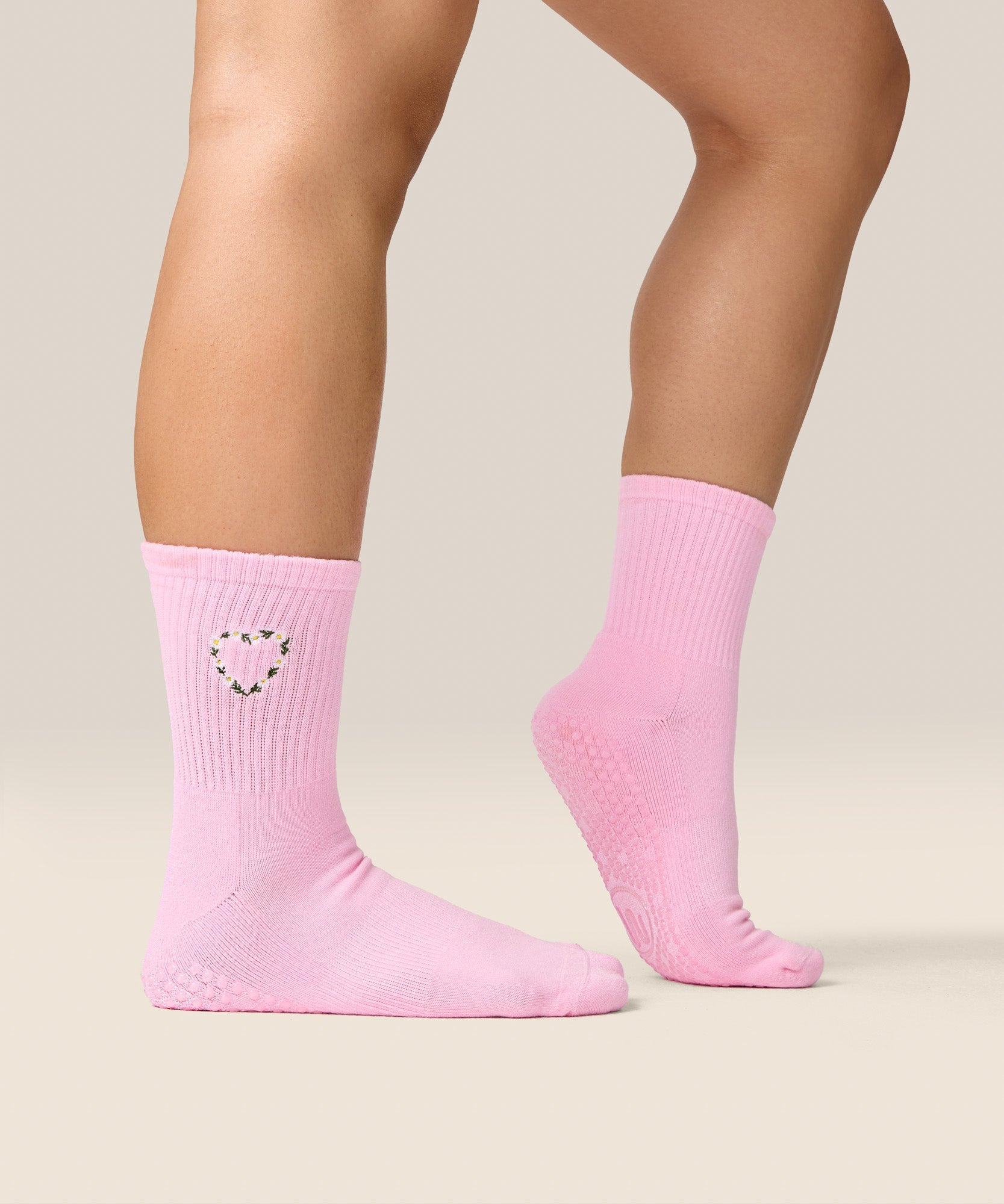 Crew Grip Socks - Heart Vine Pink