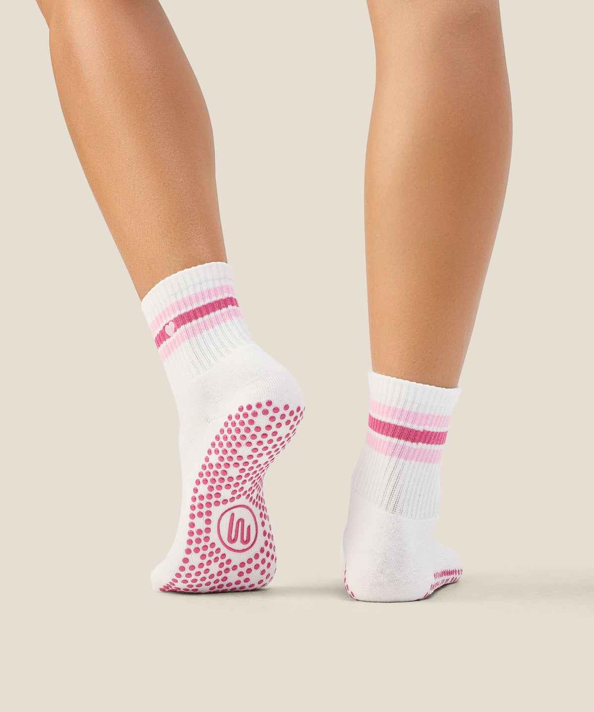 Crew Grip Socks - Mini-Heart Stripe Ivory