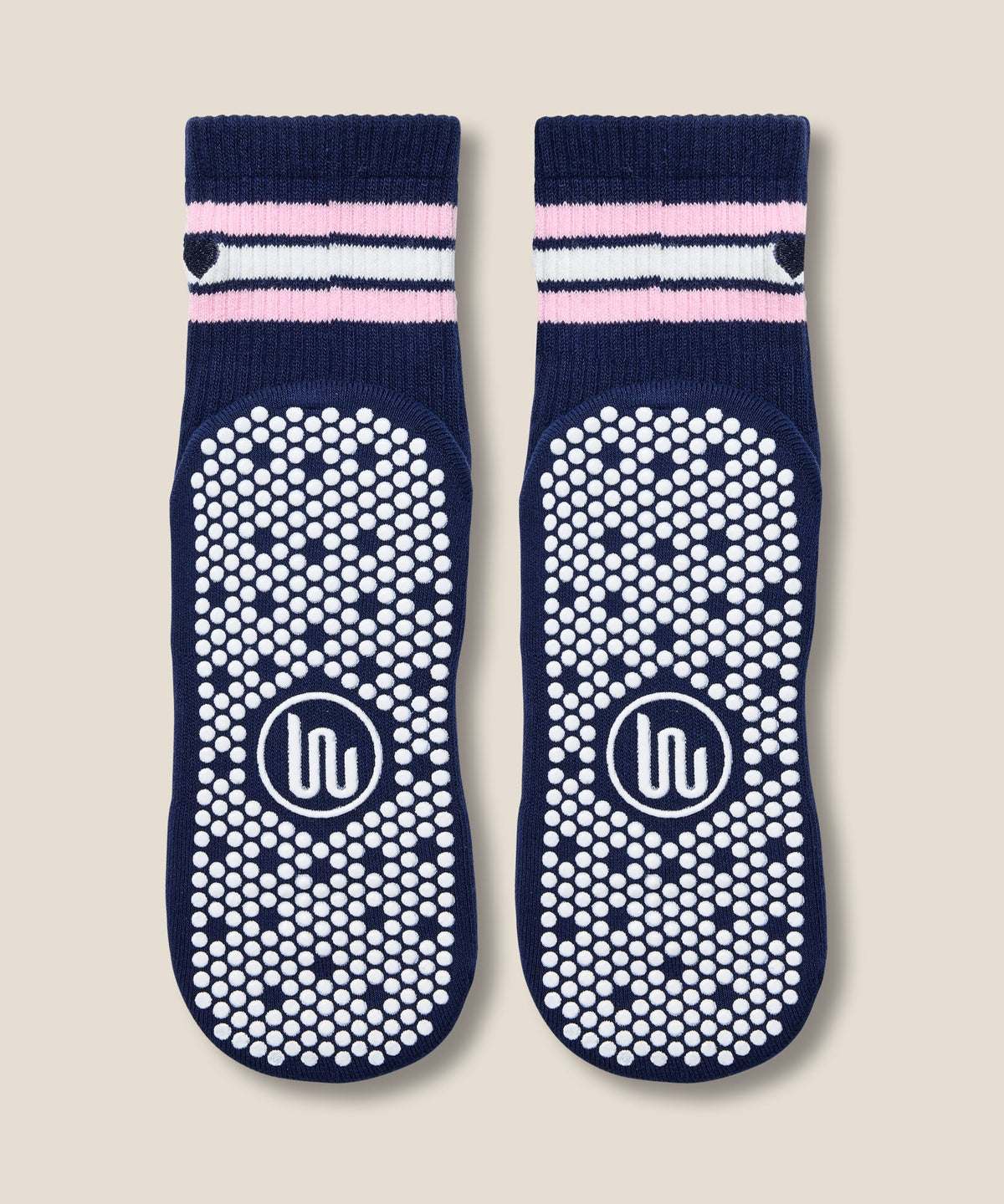 Crew Grip Socks - Mini-Heart Stripe Navy